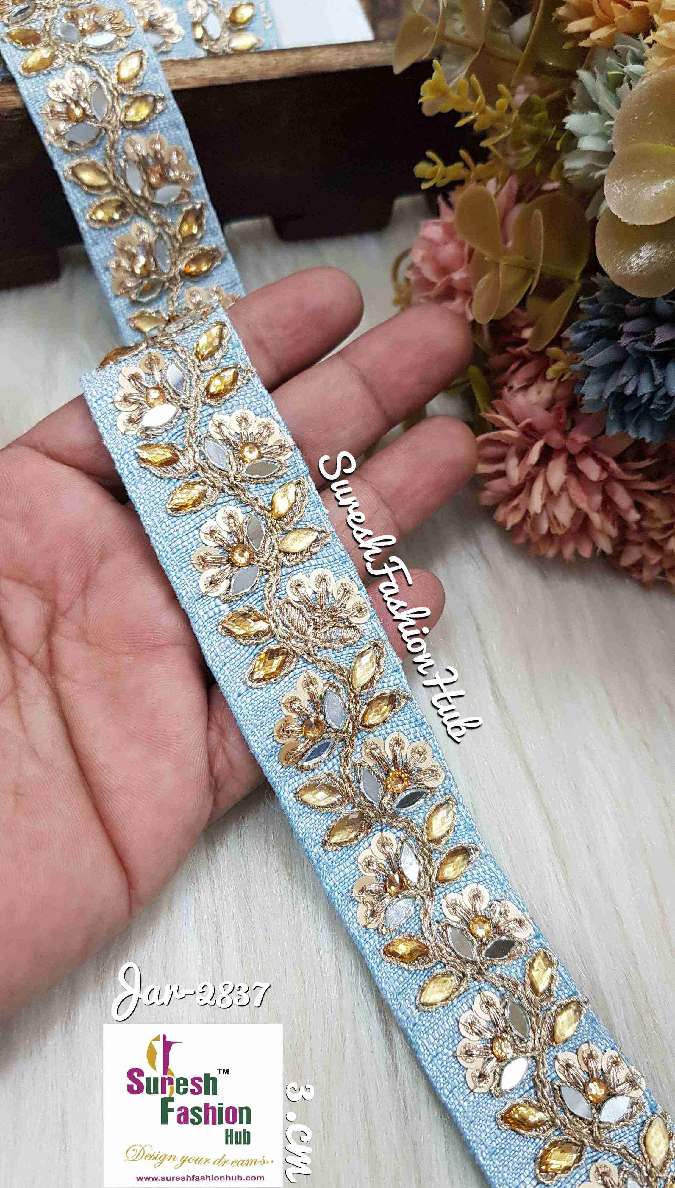 SKY Blue Fabric Jewel Harmony Trim