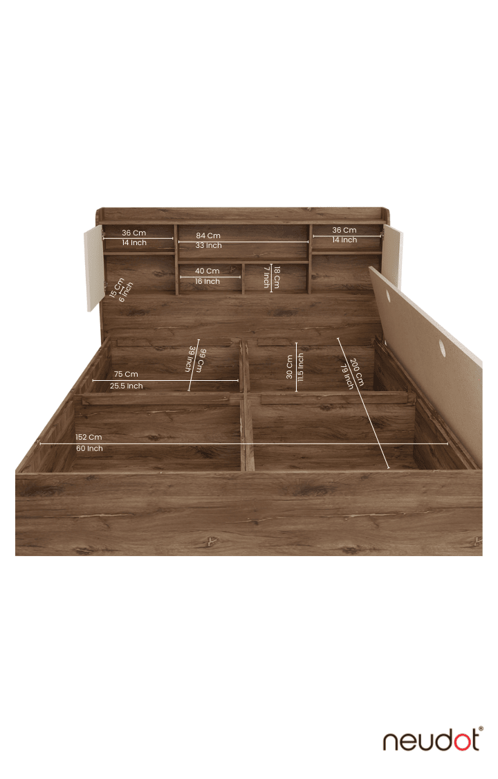 Paris Bed With Box Storage - Queen, Western Oak Finish