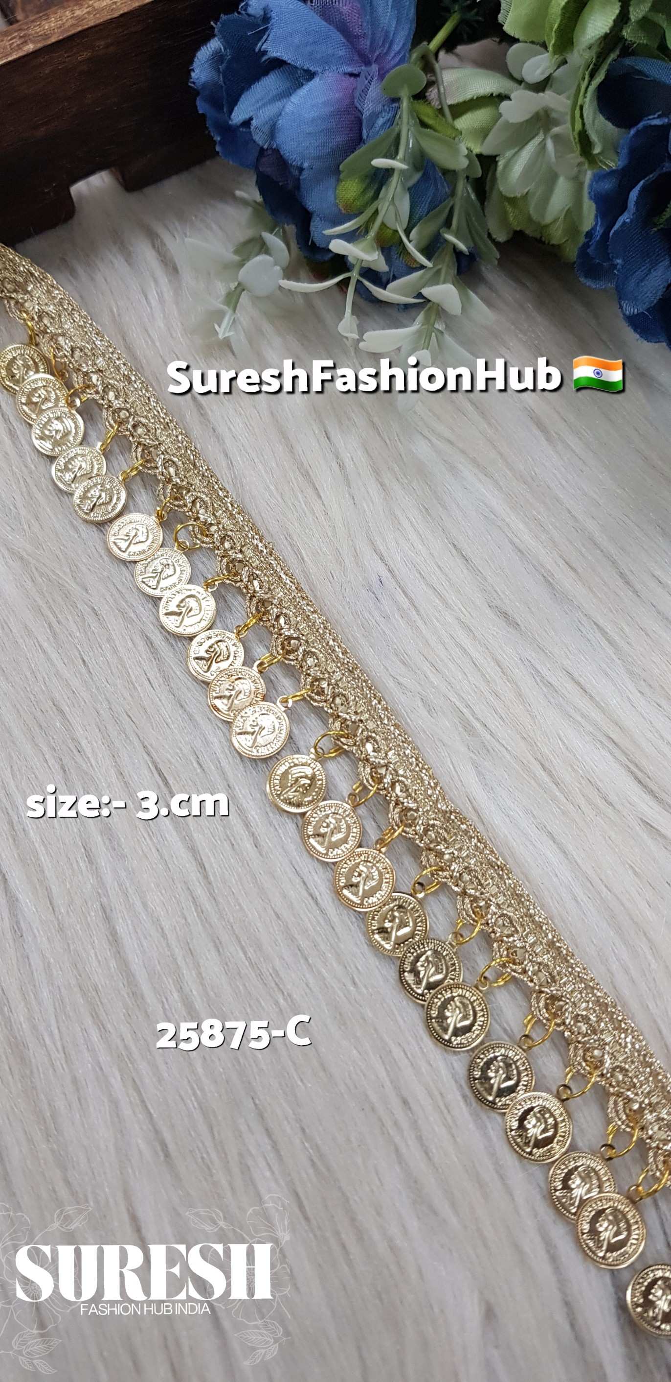 Raja Rani Coin Hanging Lace