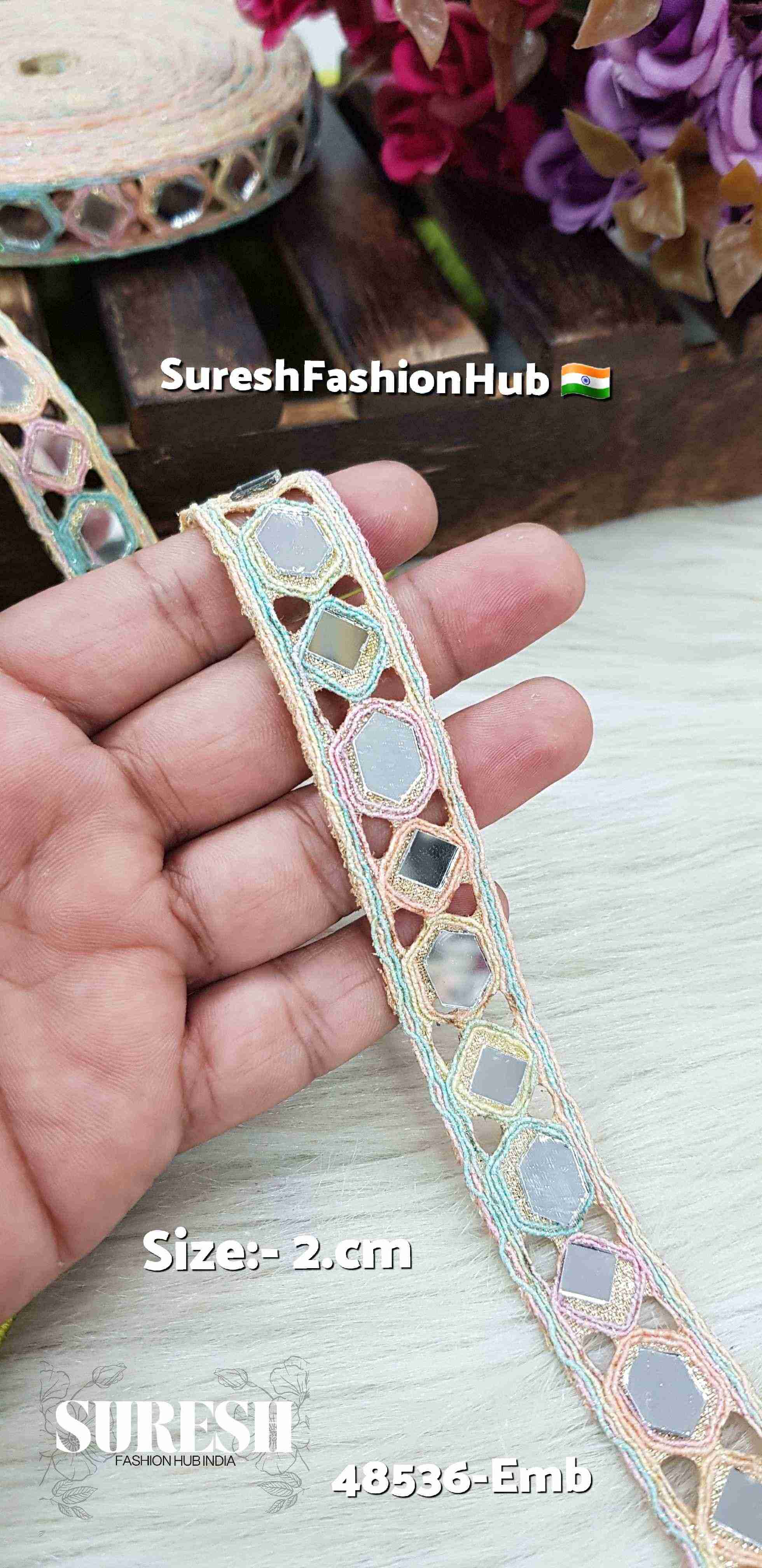 HexaSquare Multicolor Mirror Border – 48536-Emb