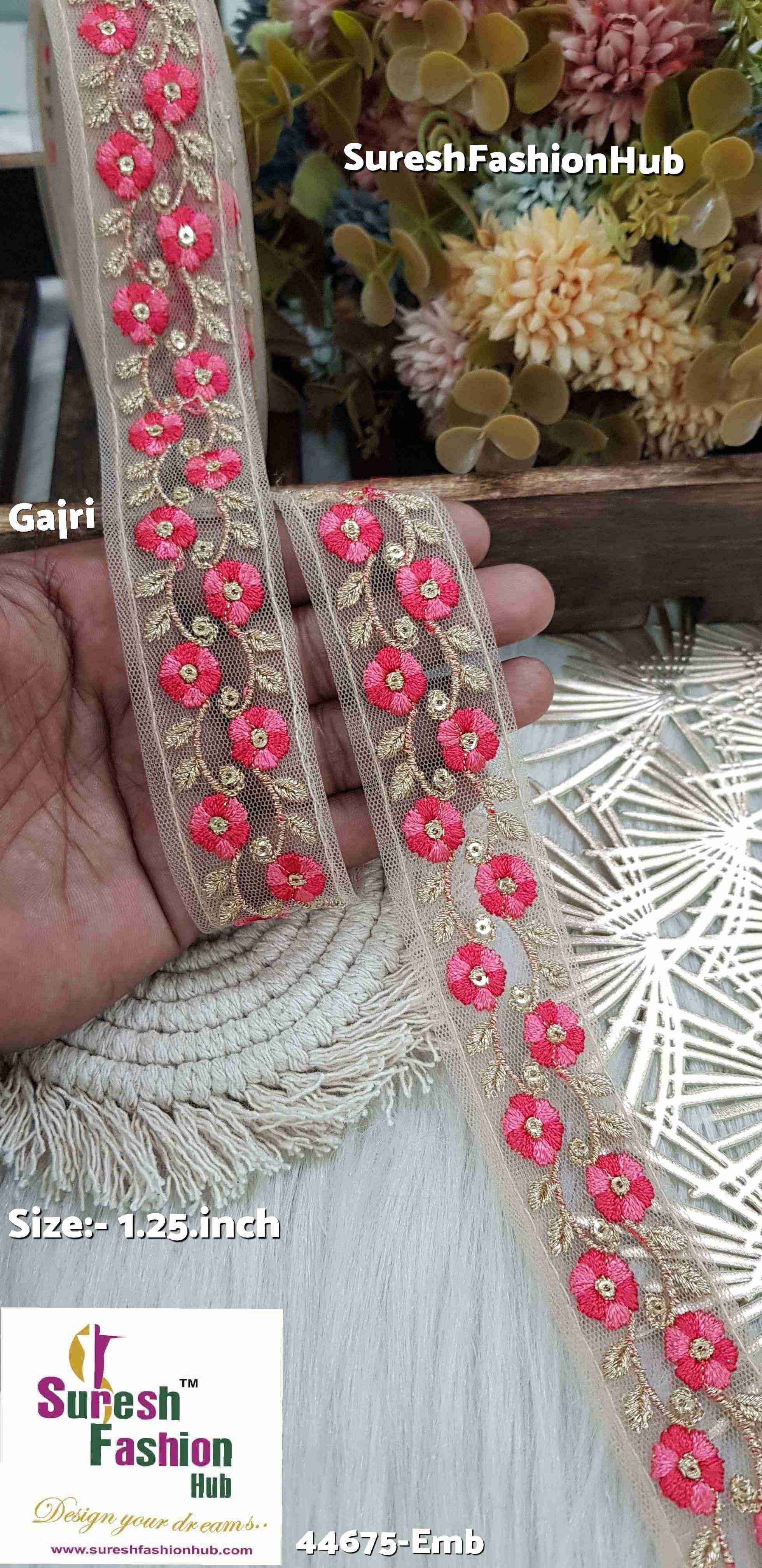 Dual Tone Gajri Embroidered Net Lace
