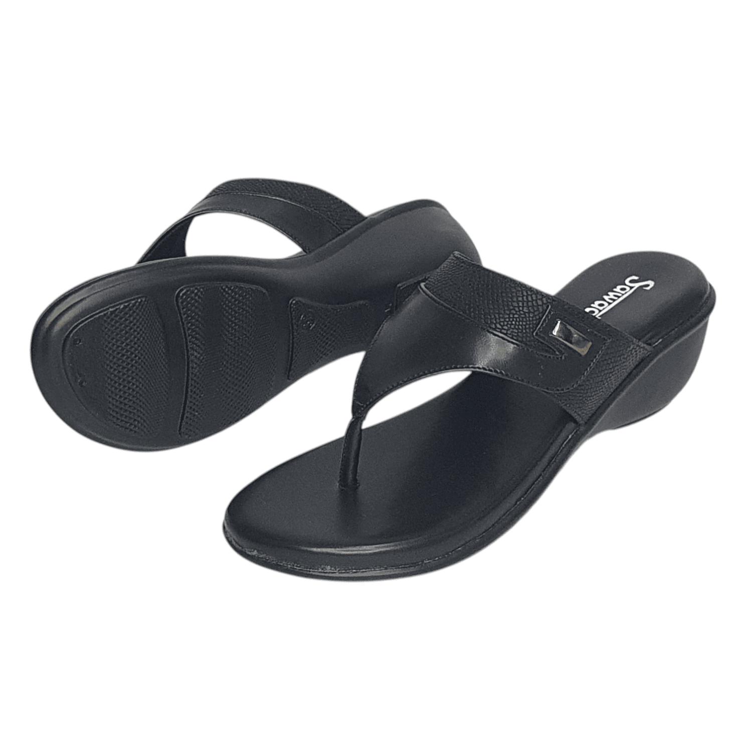 Sawadi Women’s Ethnic Wedge Heel Toe-Ring Sandals with Textured Strap