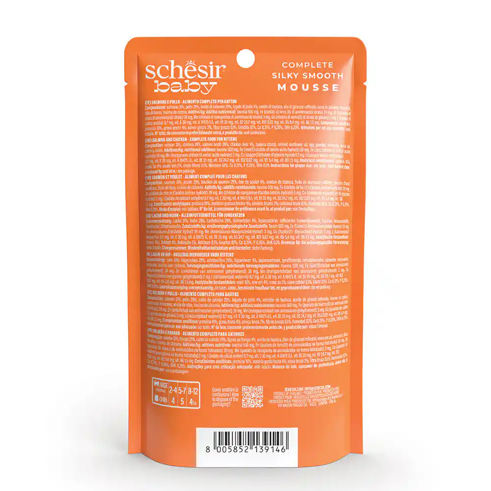 Schesir Baby Mousse Kitten Salmon & Chicken Wet Cat Food Can, 70g