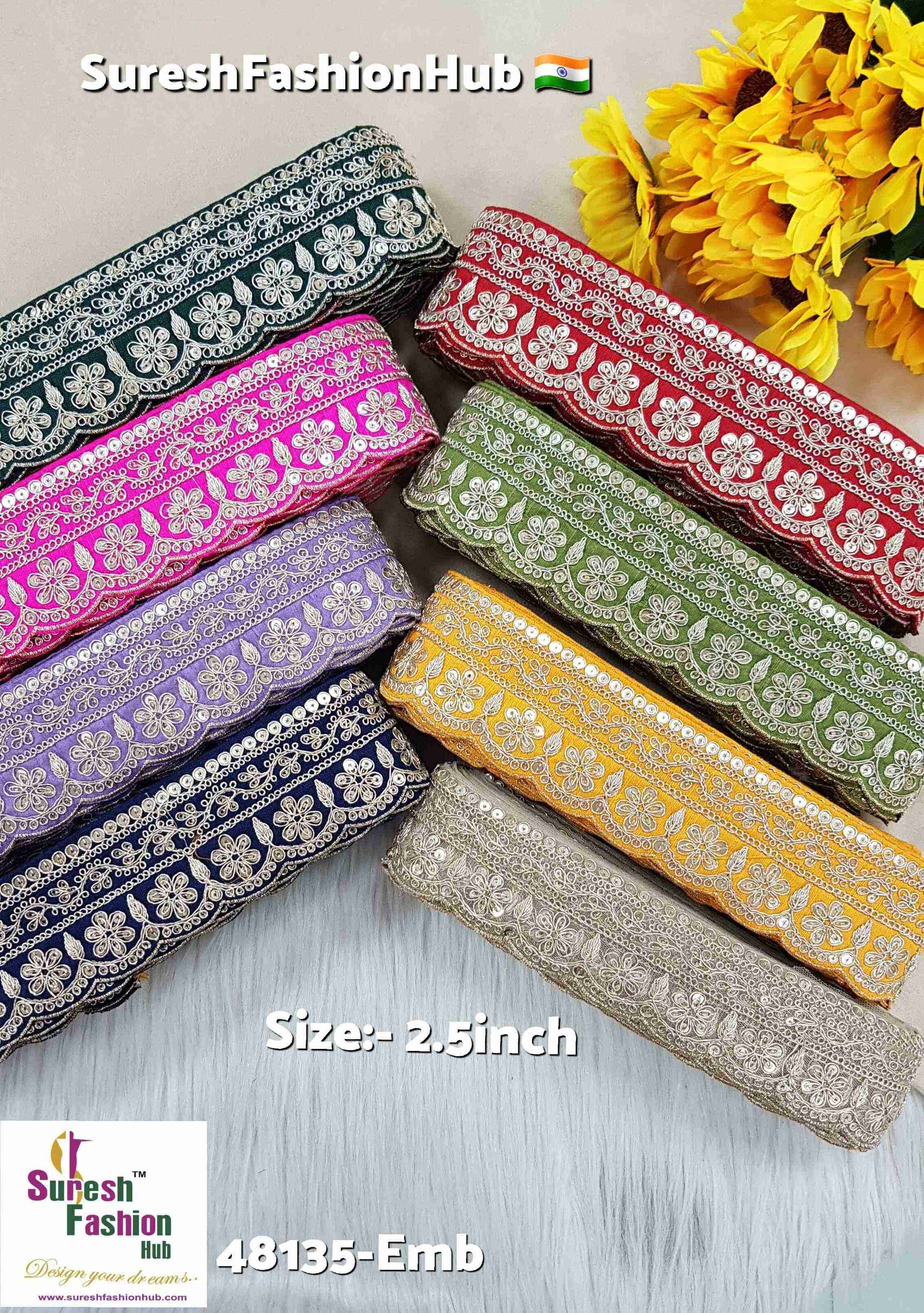 Rama Pearl Dori Floral Scalloped Lace