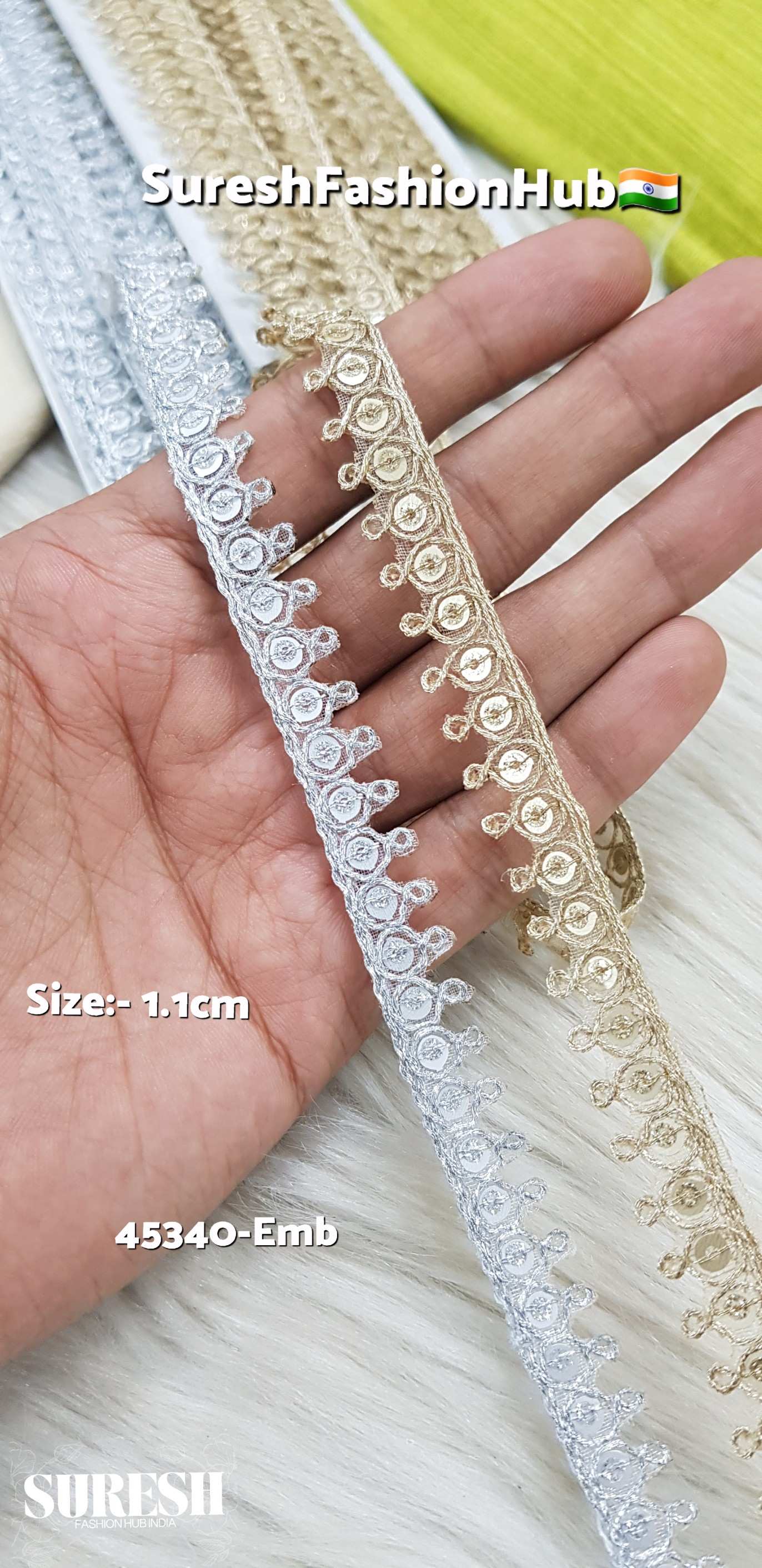 Silver Elegant Dori & Sequence Organza Lace