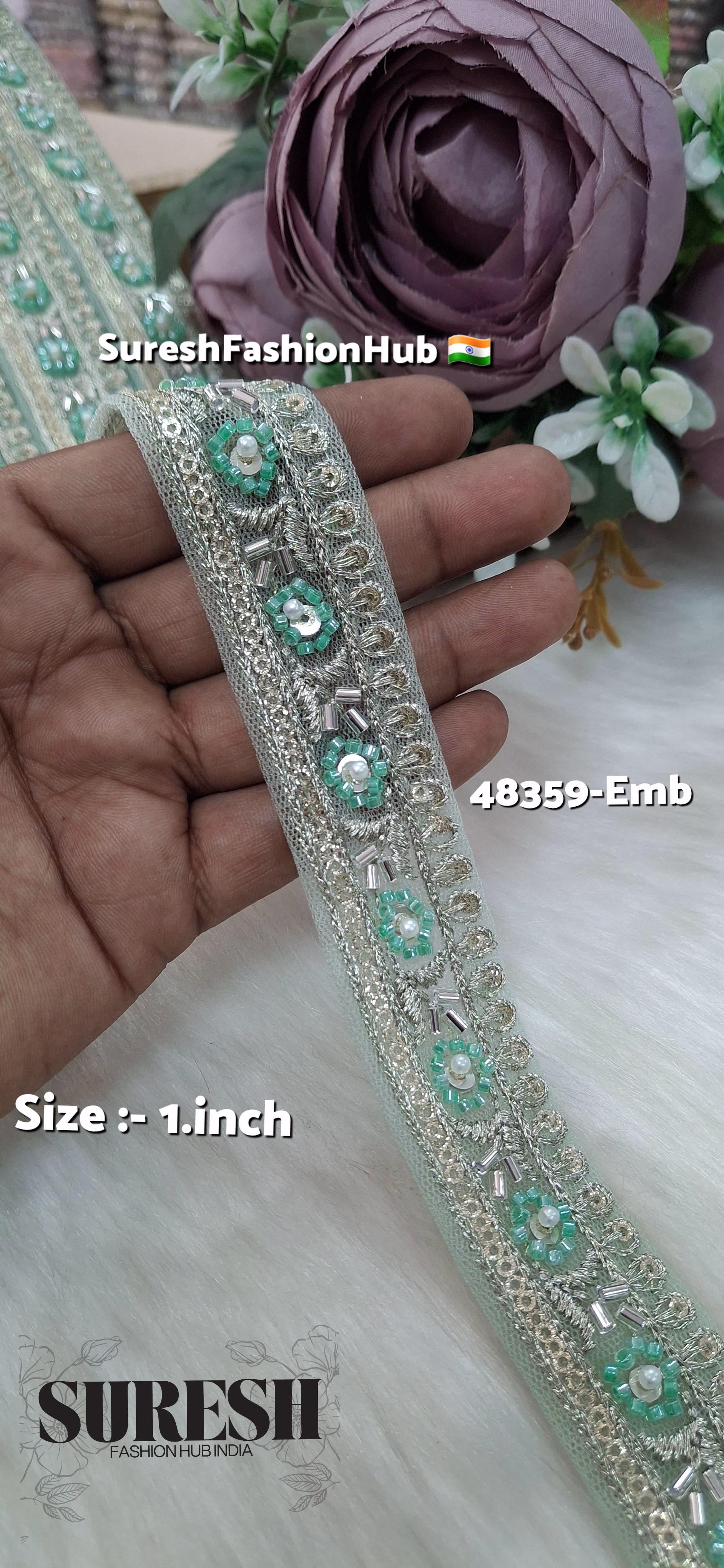 Beaded Floral Charm Net Embroidered Lace