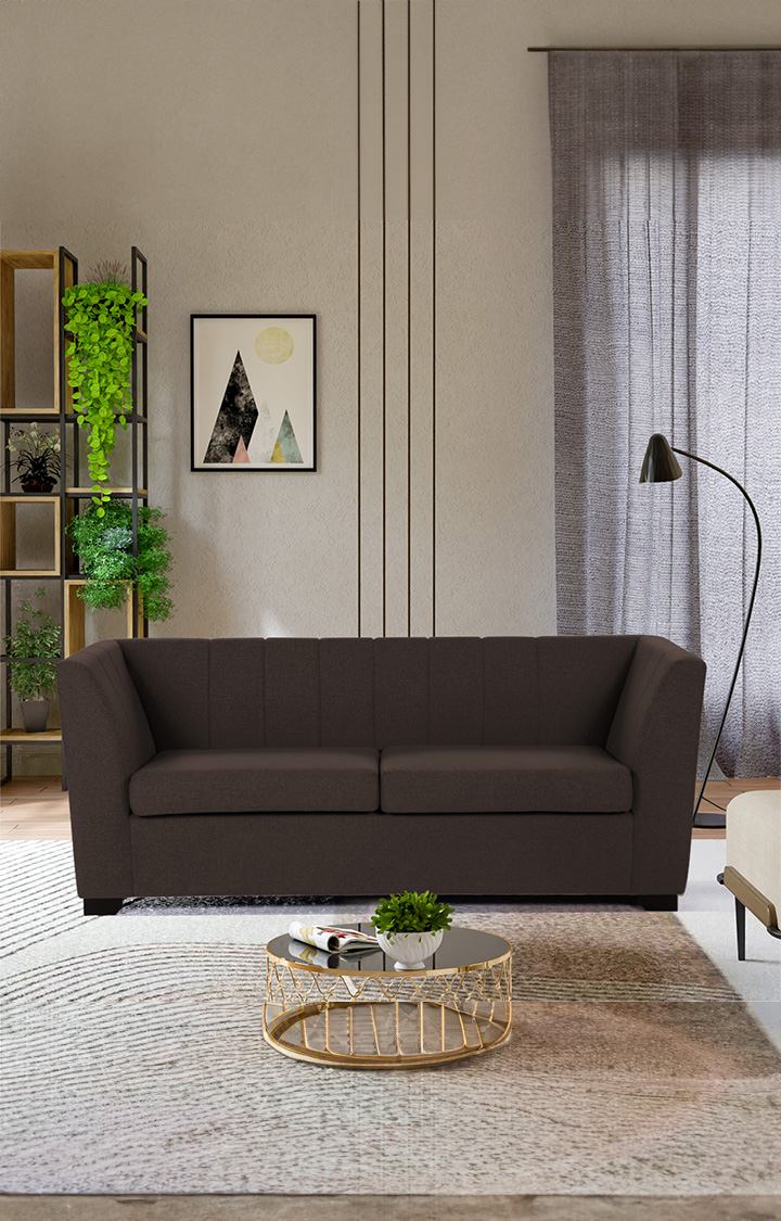 neudot Lexus Sofa for Living Room |3 Persons Sofa|Premium Fabric with Padded Armrest | Solid Wood Frame|3 Seater in Earth Brown Color