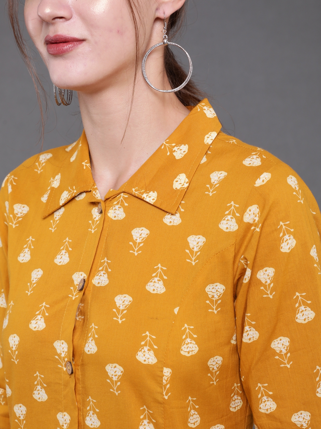 ANTARAN | Printed Cotton Yellow Dress 3