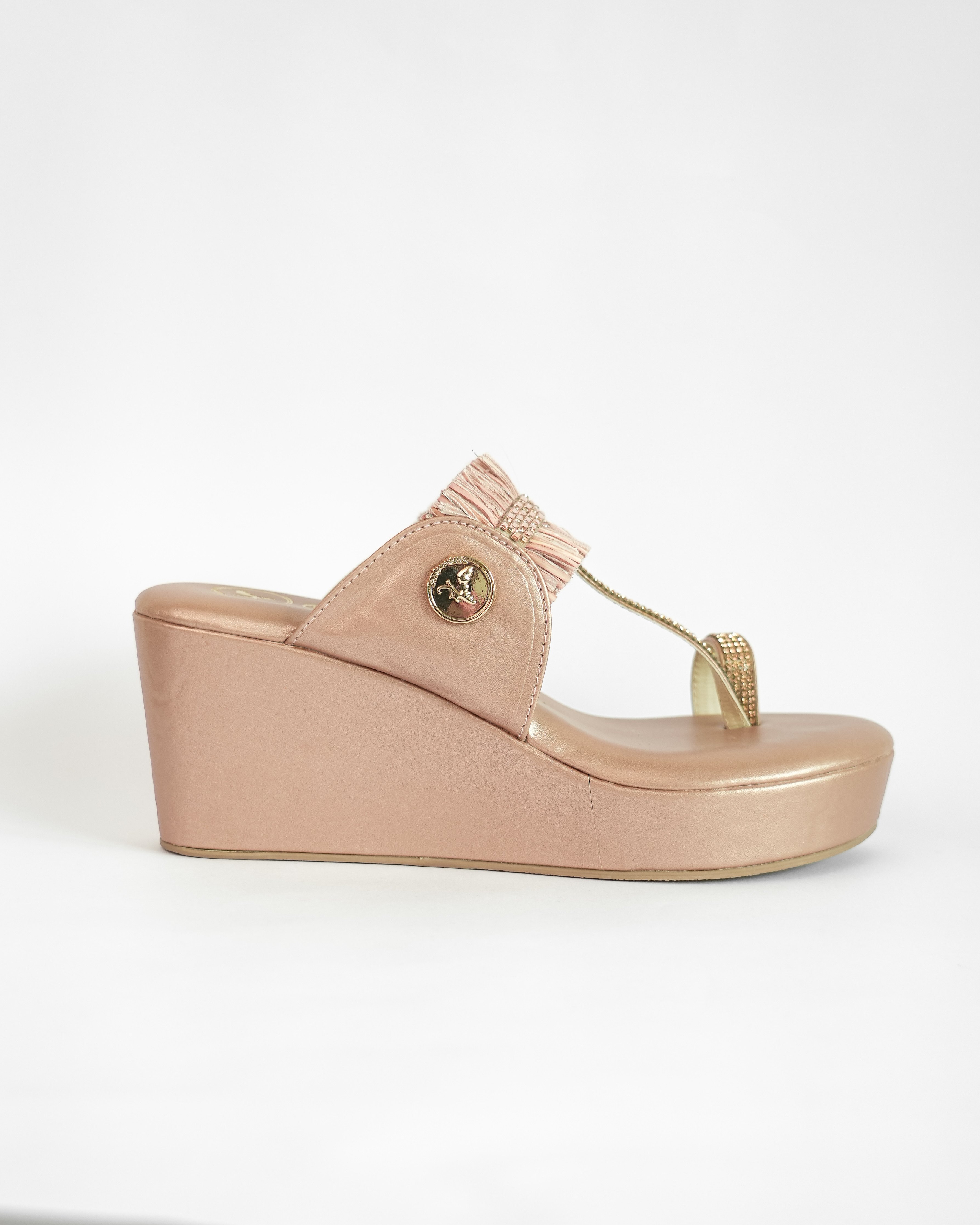 ROSE GOLD KOHLAPURI WEDGE