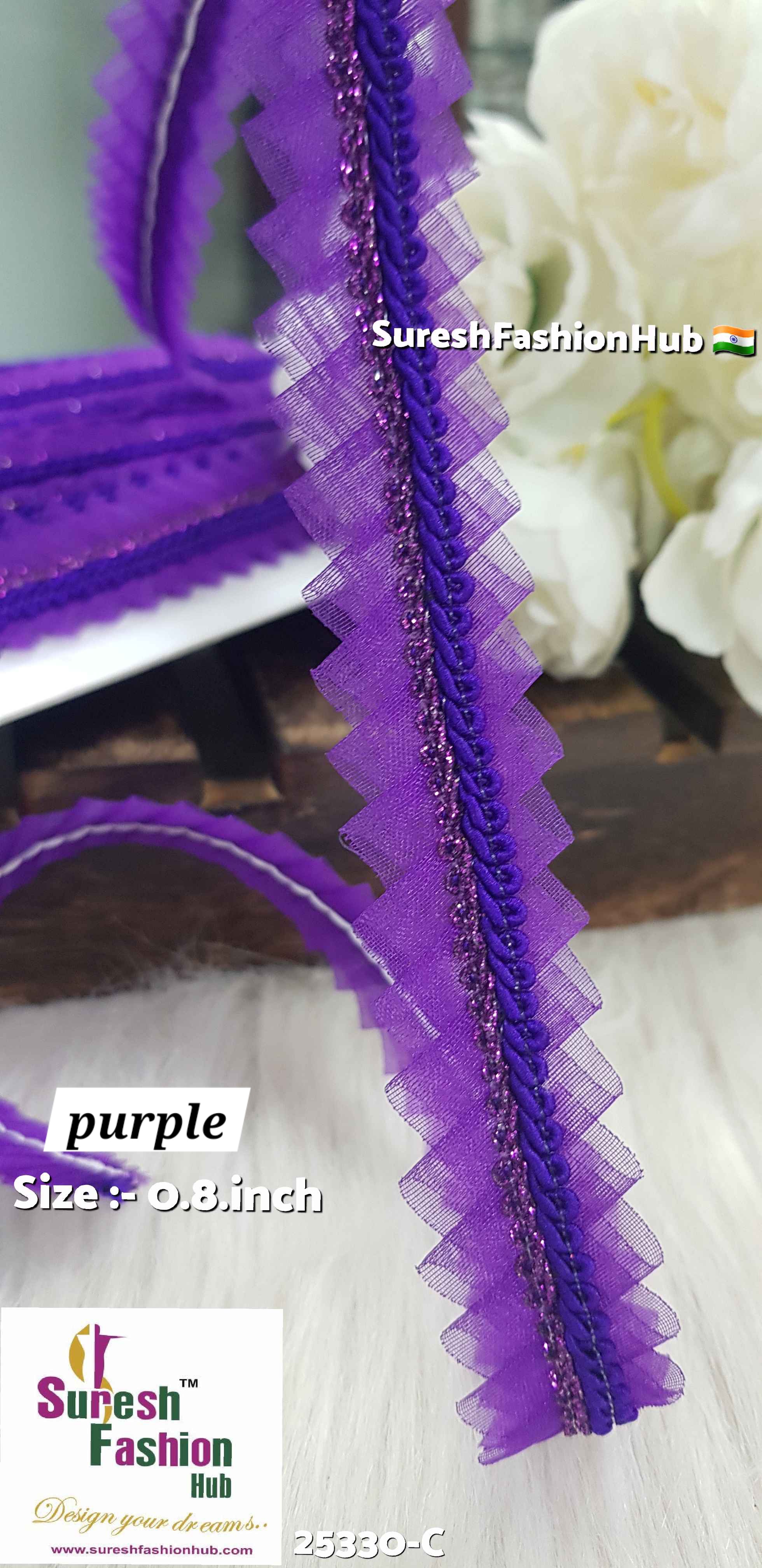 Purple Jhalar Organza Lace