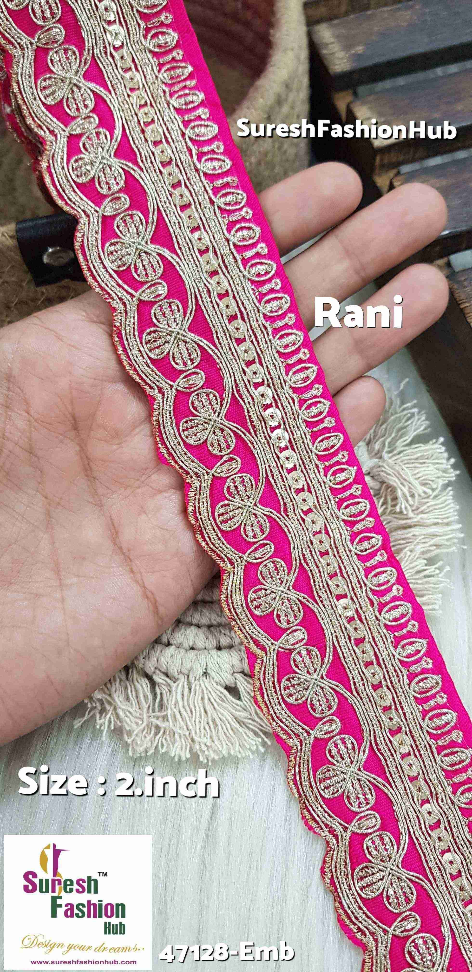 Scalloped Rani Embroidered Net Lace on Fabric Cloth