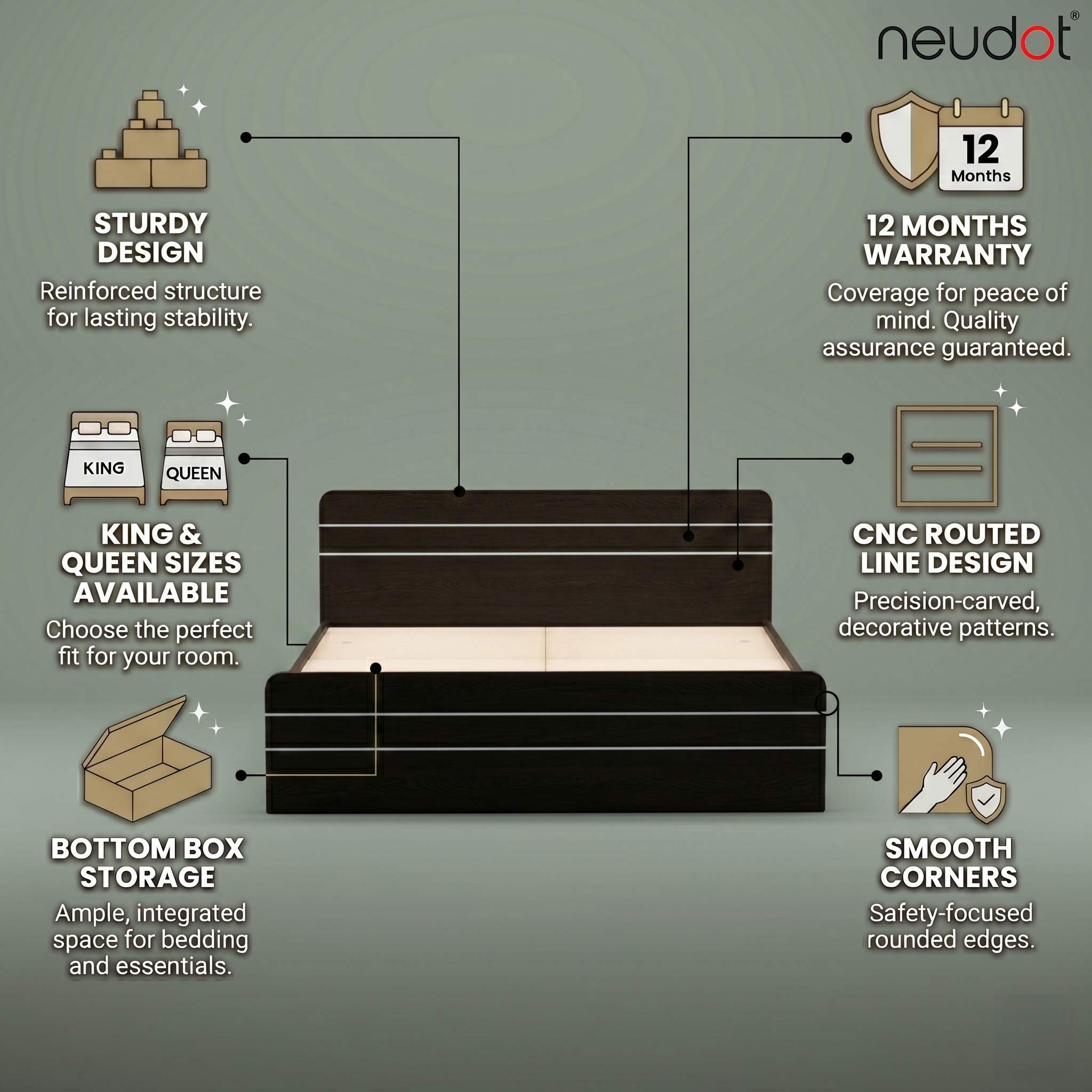 Valancia Queen Size Box Bed - Wenge