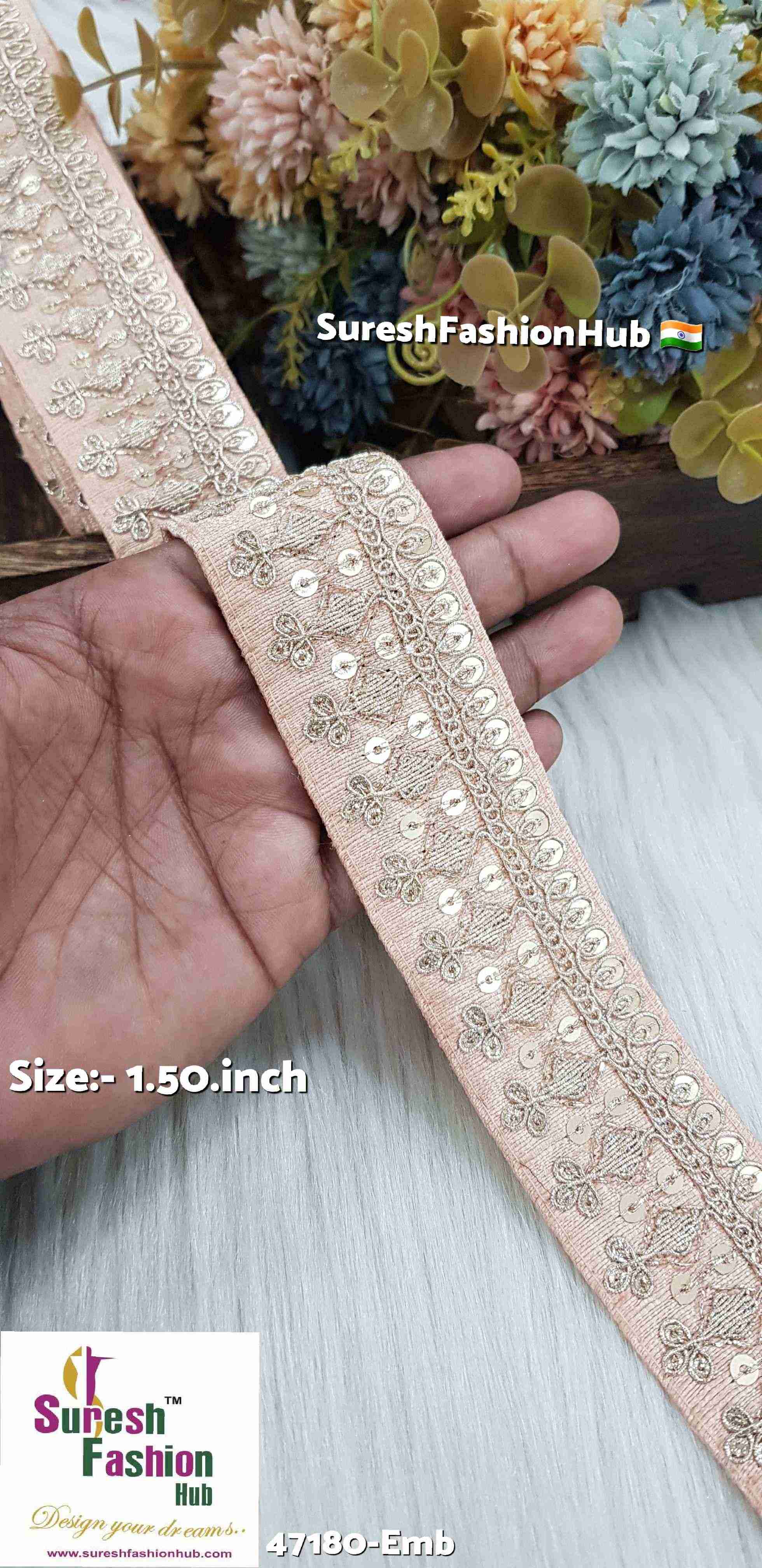 Peach Royal Elegance Embroidered Lace