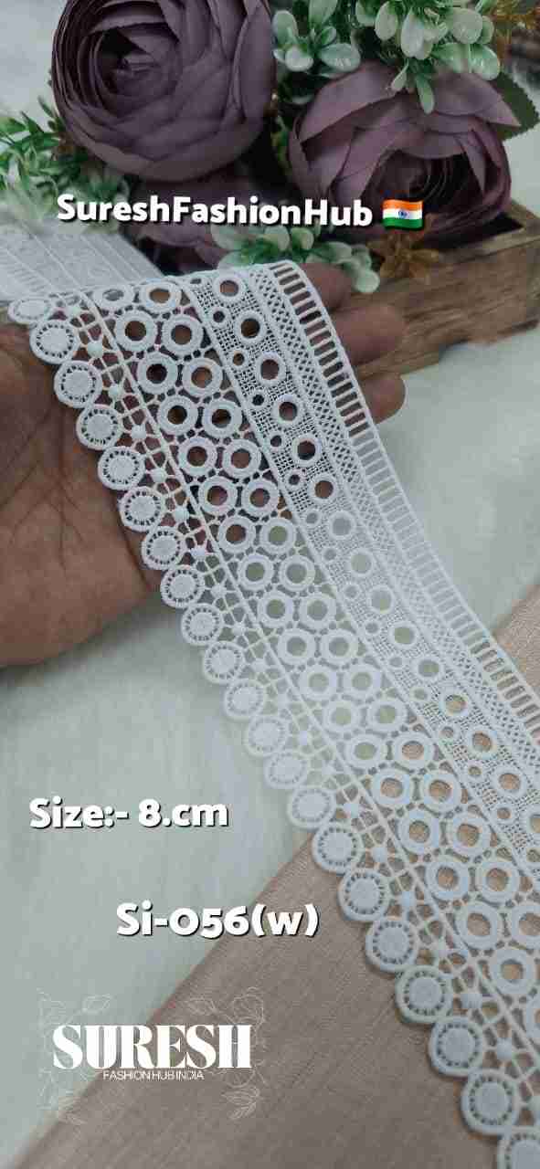 White Floral One Side Imported GPO Lace – Design SI-056 (8cm)