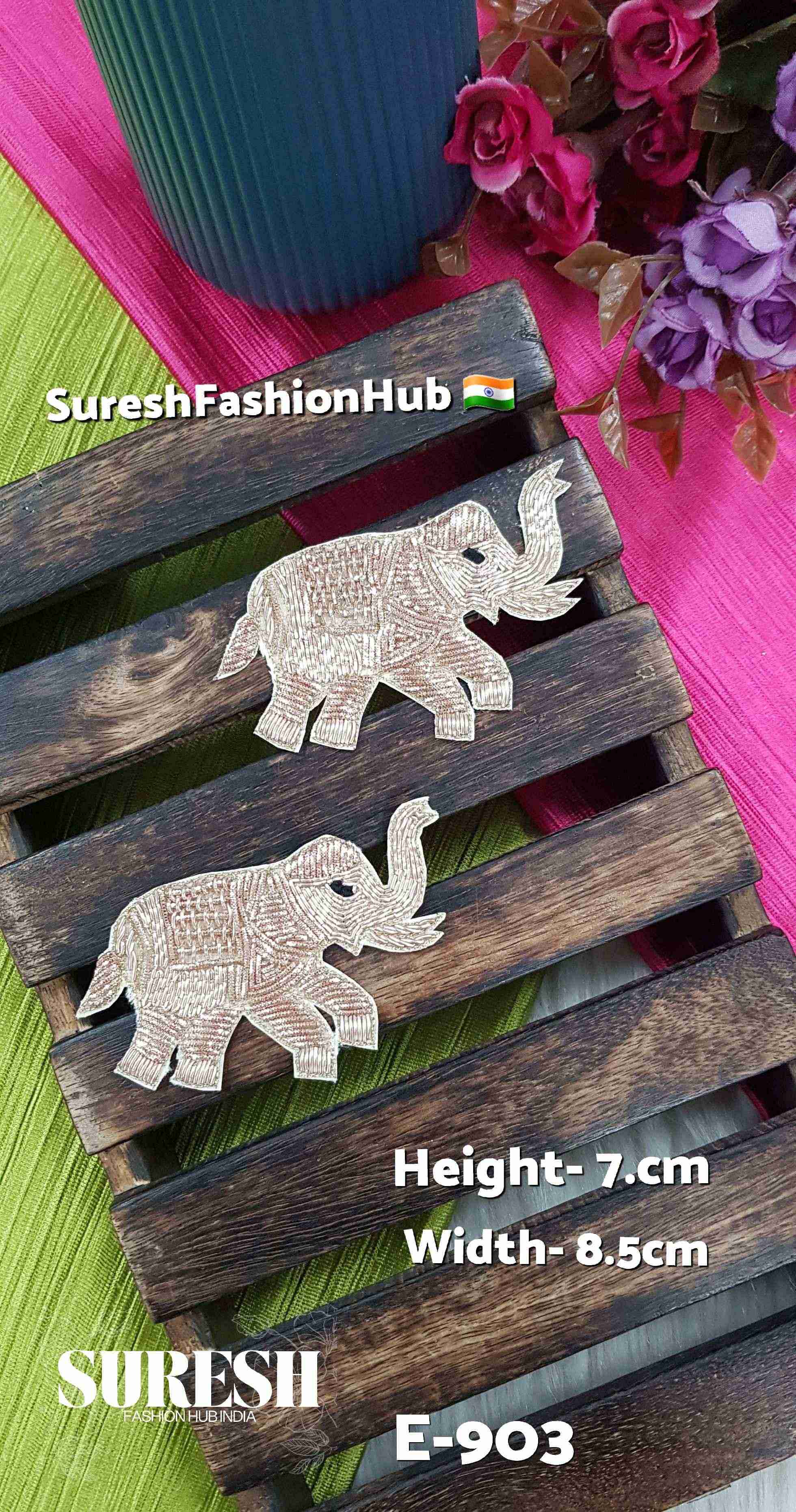 Regal Trunk-Up Elephant Patch – Right Facing Rose Gold | E-903