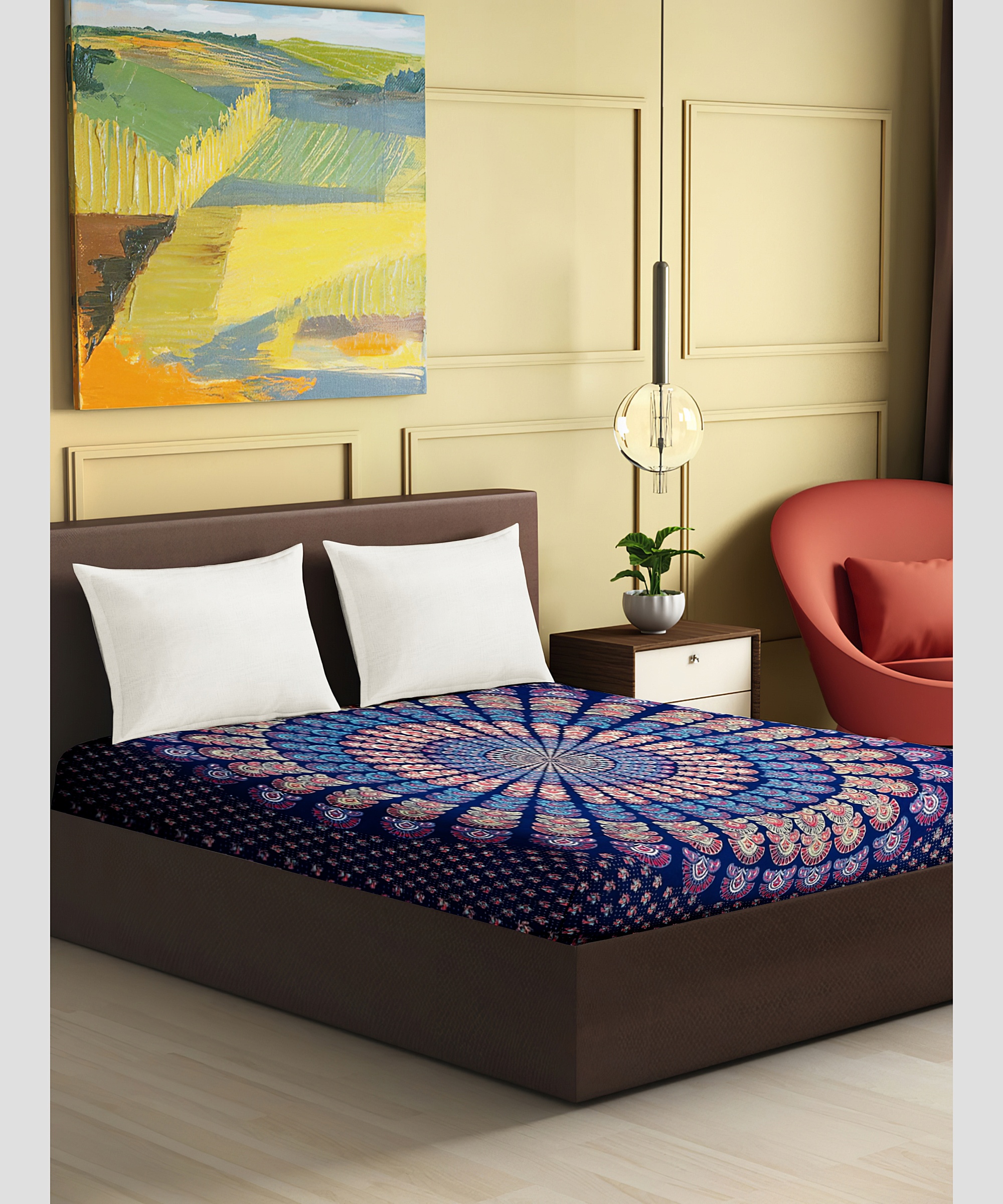 Boria Bistar | Rajasthani Indigo Printed Cotton Double Bedsheet|3