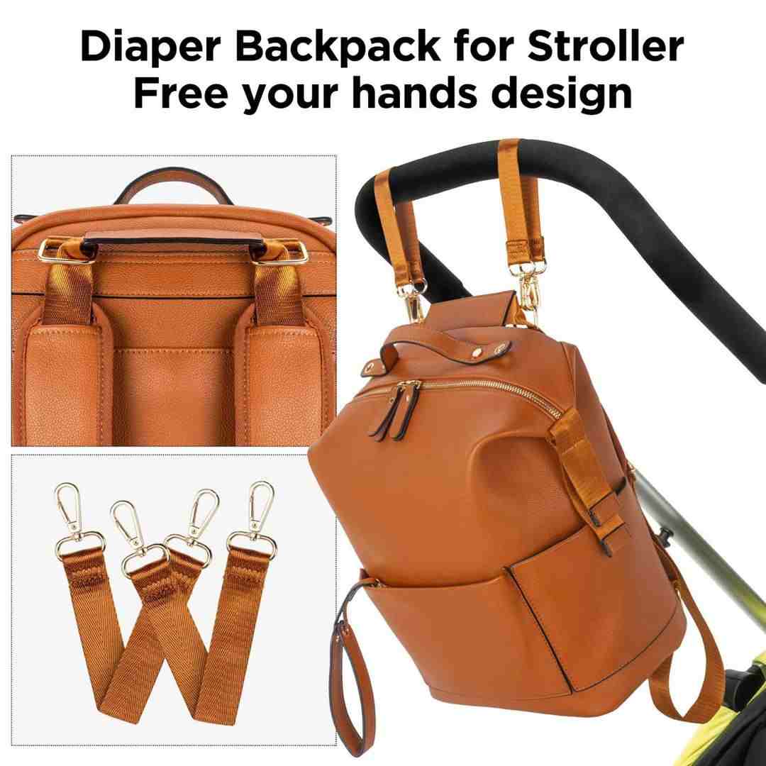 Dune Tan Leather Diaper Bag