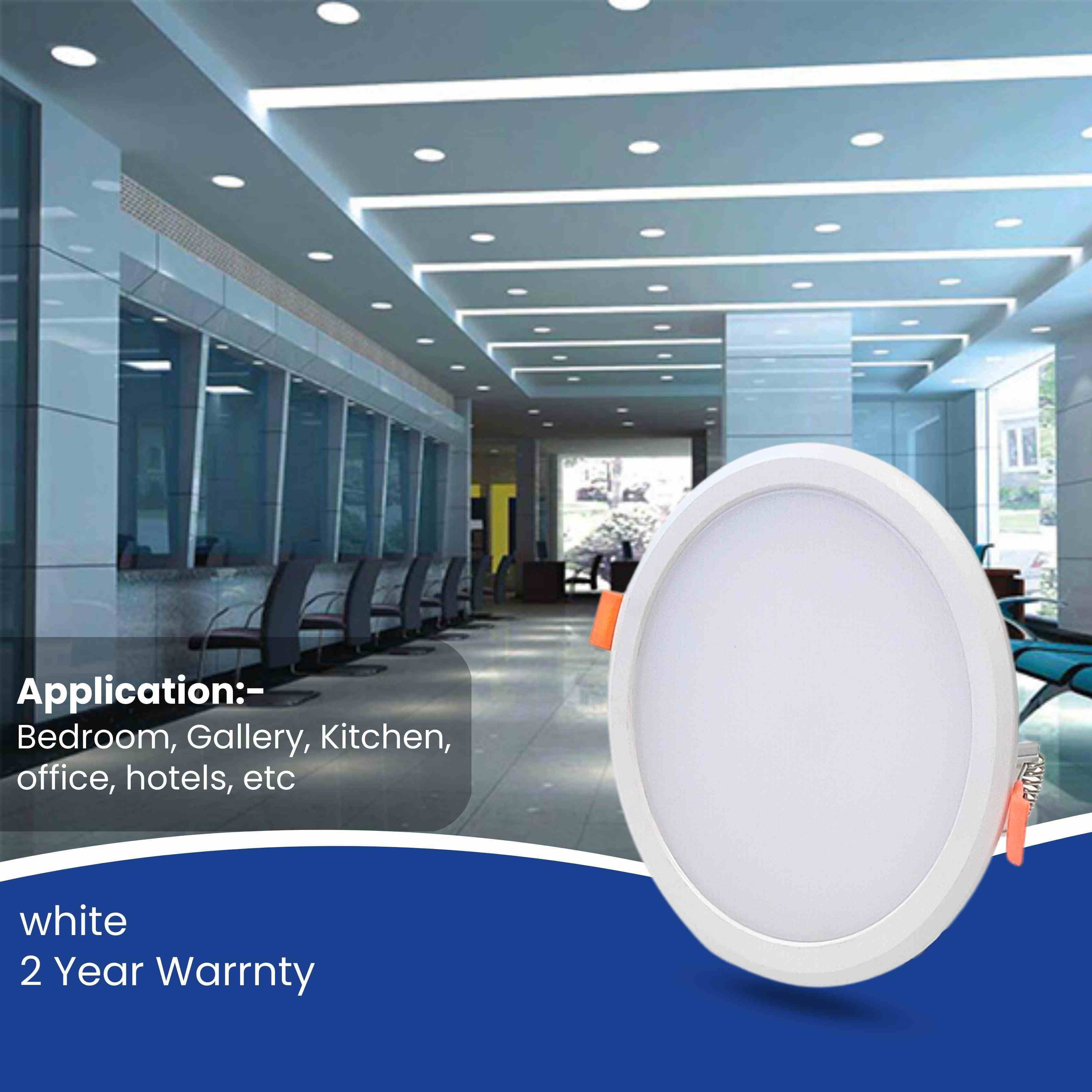 15 Watt Round Led PC Conceal Light for POP/ Recessed Lighting(Pack