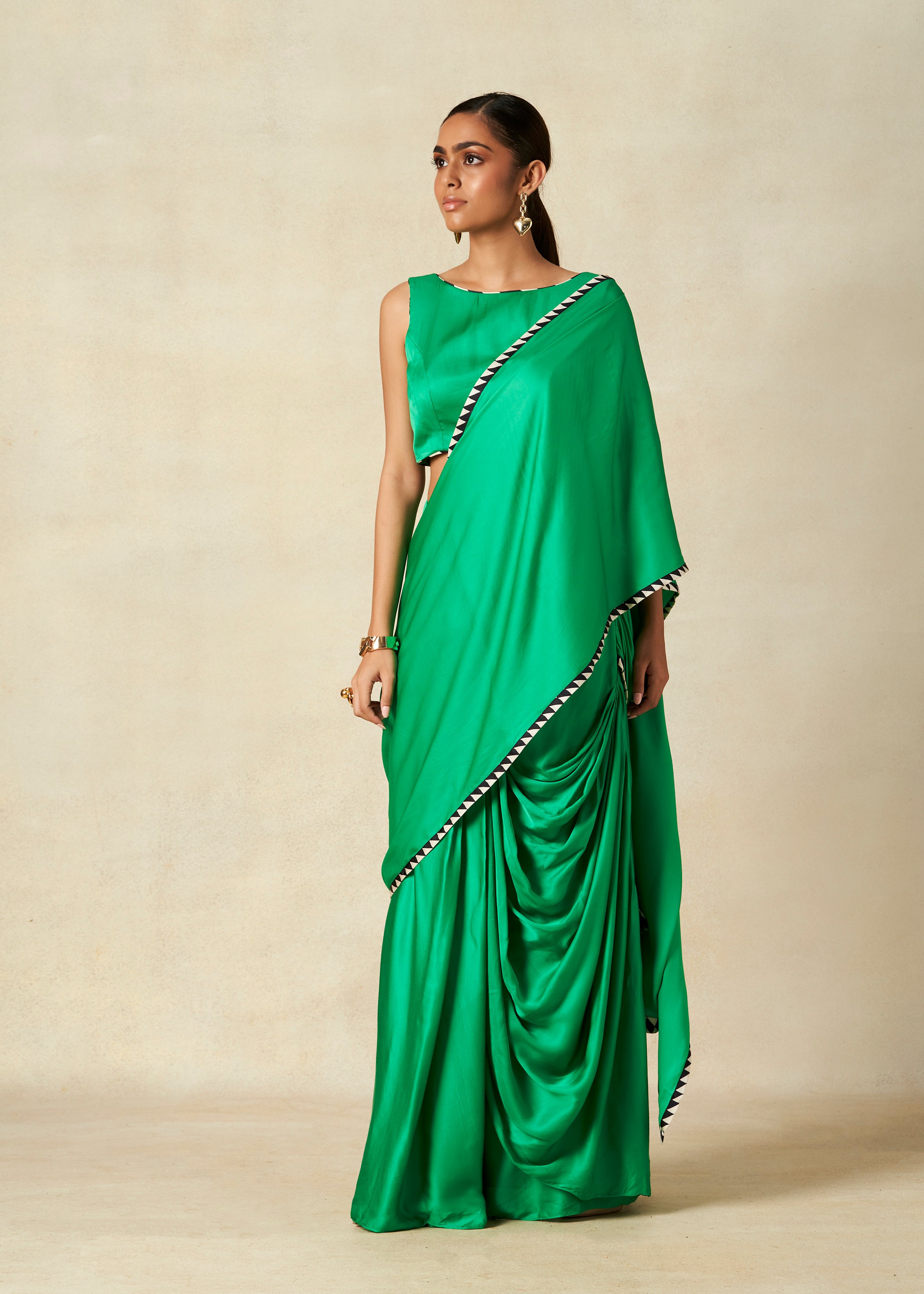 Green Cowl Saree​