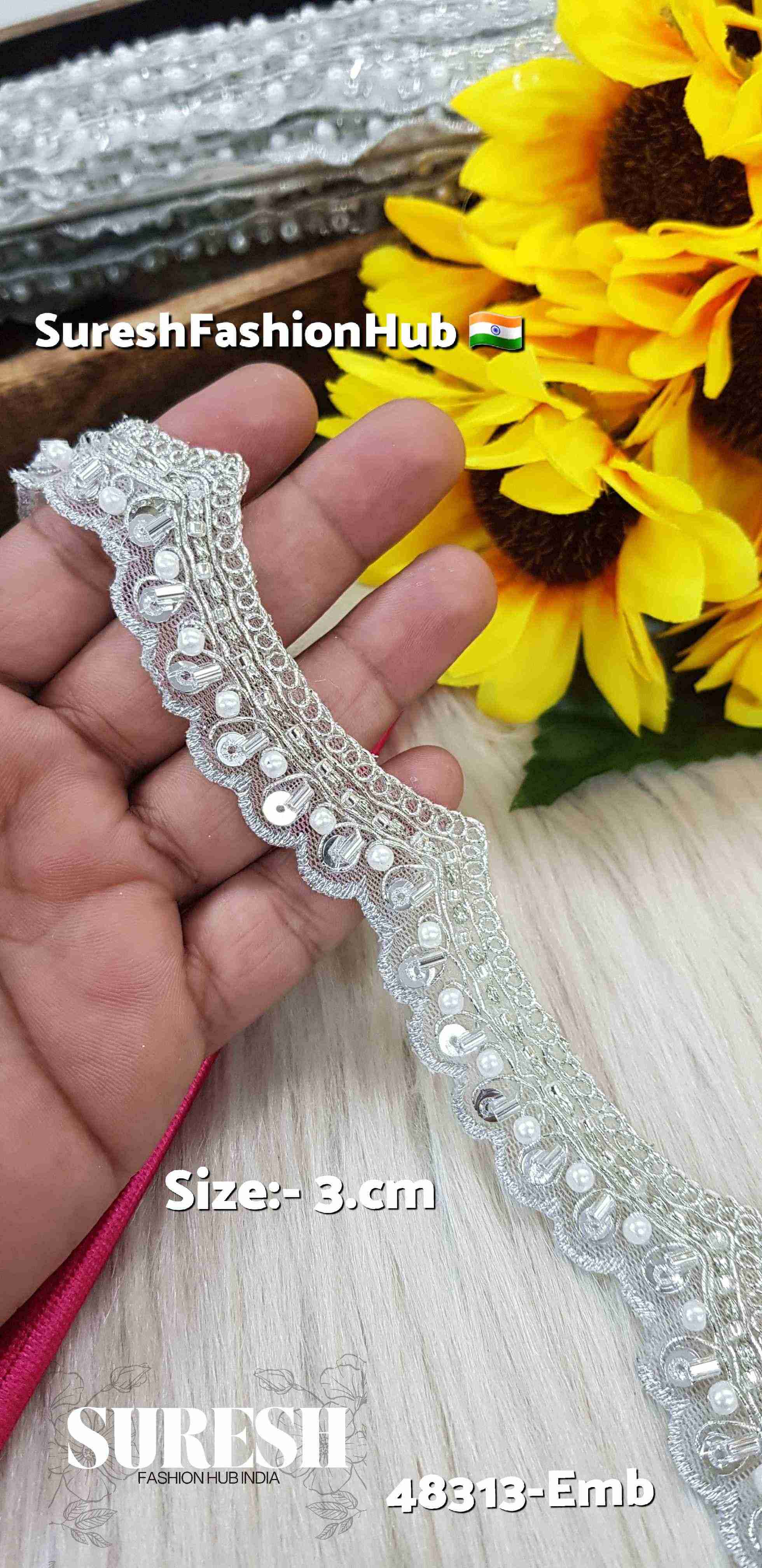  Water Silver Elegance Scallop Lace