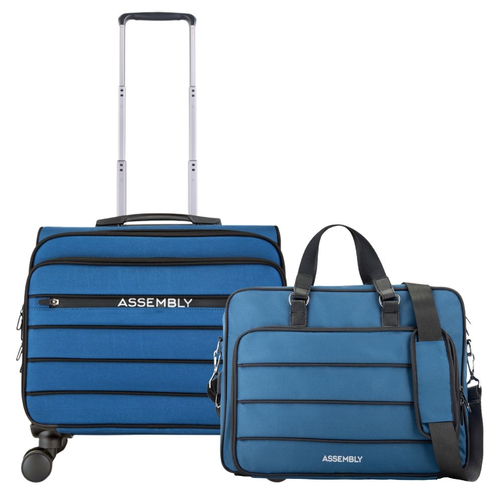 Overnighter Trolley and Laptop Messenger Bag Combo - Blue