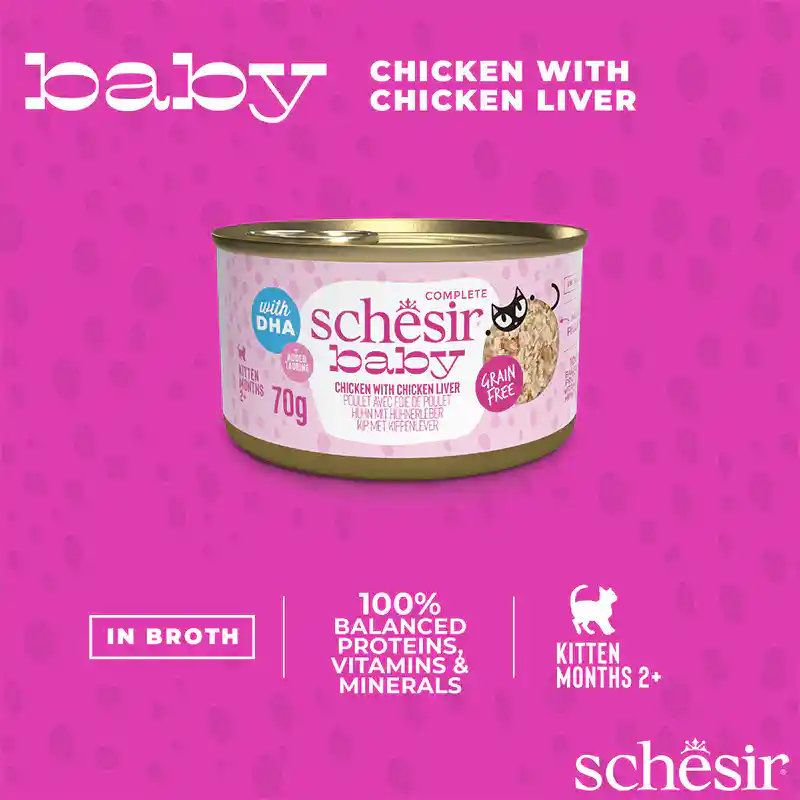 Schesir Baby Kitten Wholefood Chicken and Liver Wet Food, 70g