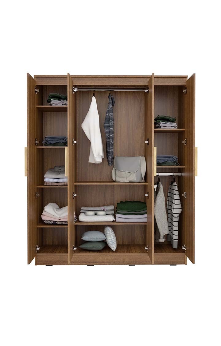Loyal 4 Door Wardrobe - Leon Teak Finish