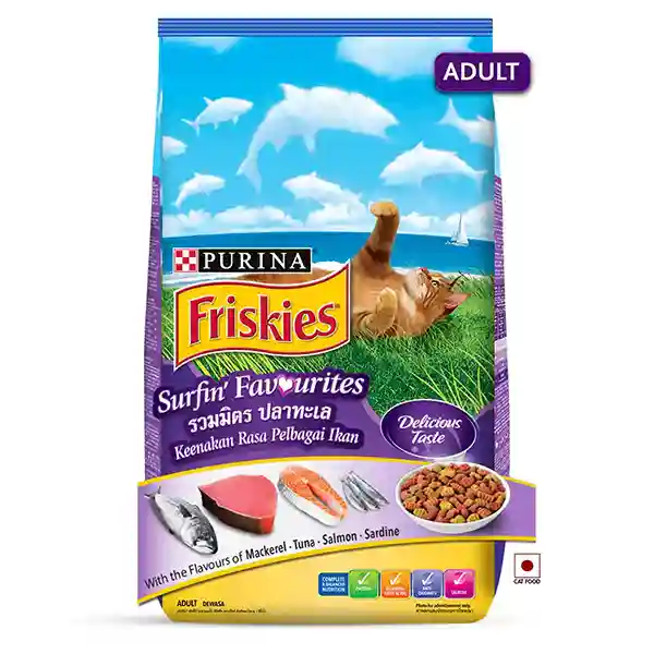 Purina Friskies Surfin' Favourites Mackerel Tuna Salmon & Sardine Adult Dry Cat Food
