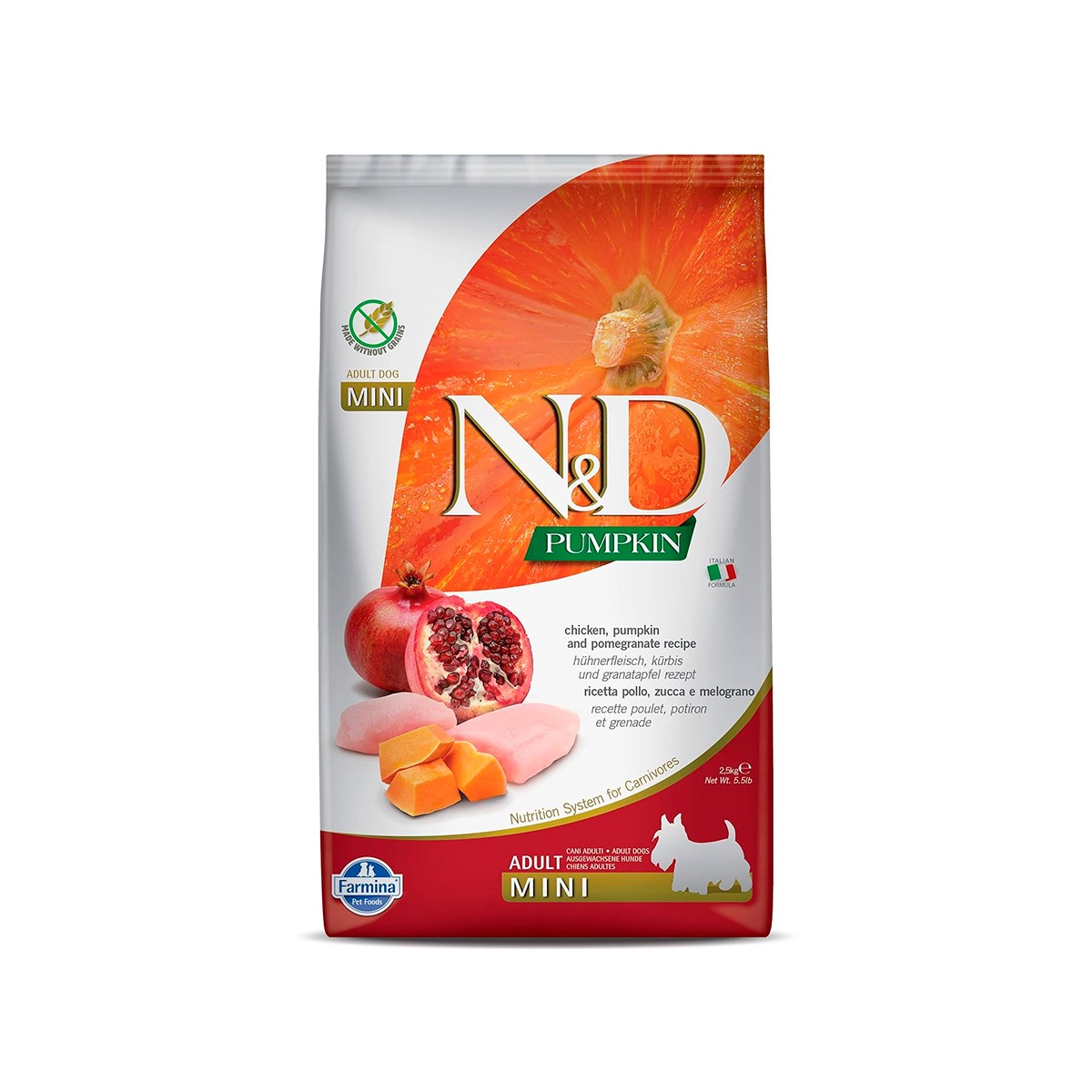 Farmina N&D Grain Free Pumpkin, Chicken & Pomegranate Mini Adult Dry Dog Food - 7 Kg