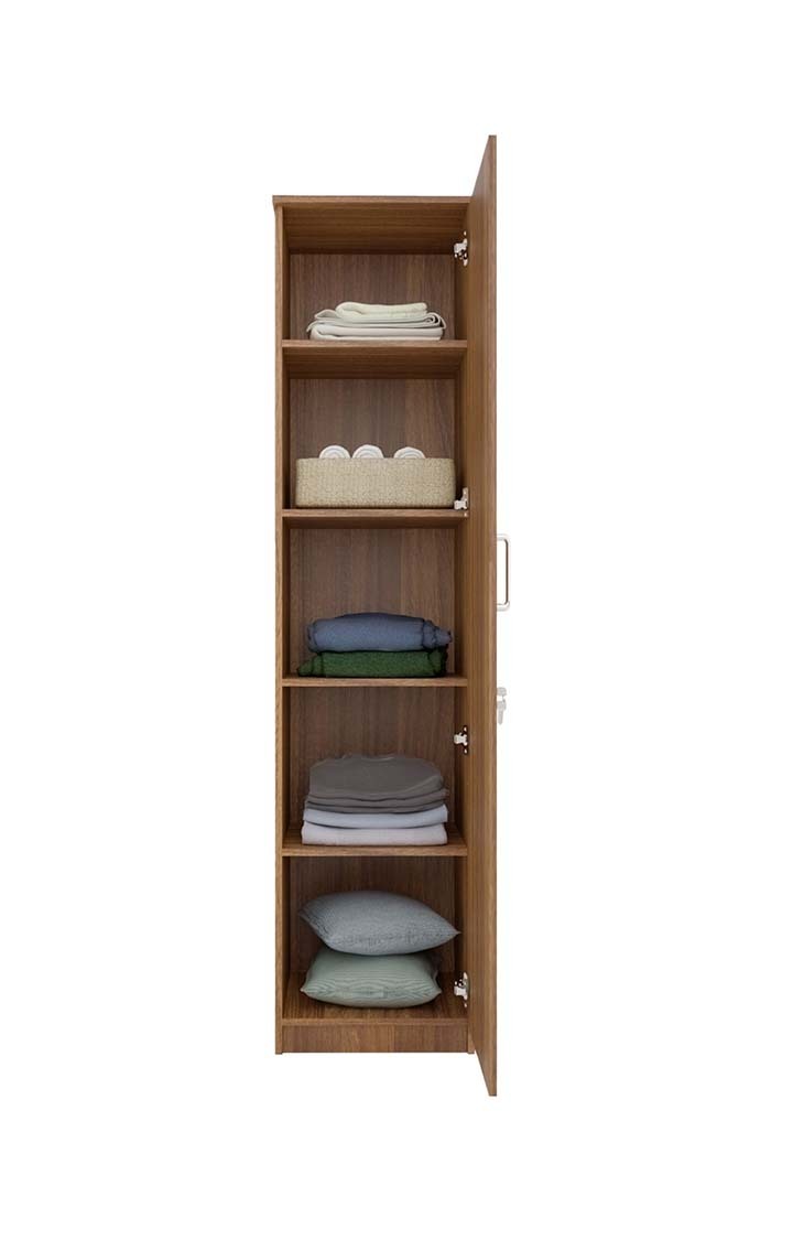 neudot Adona Engineered Wood Single Door Wardrobe - Leon Teak