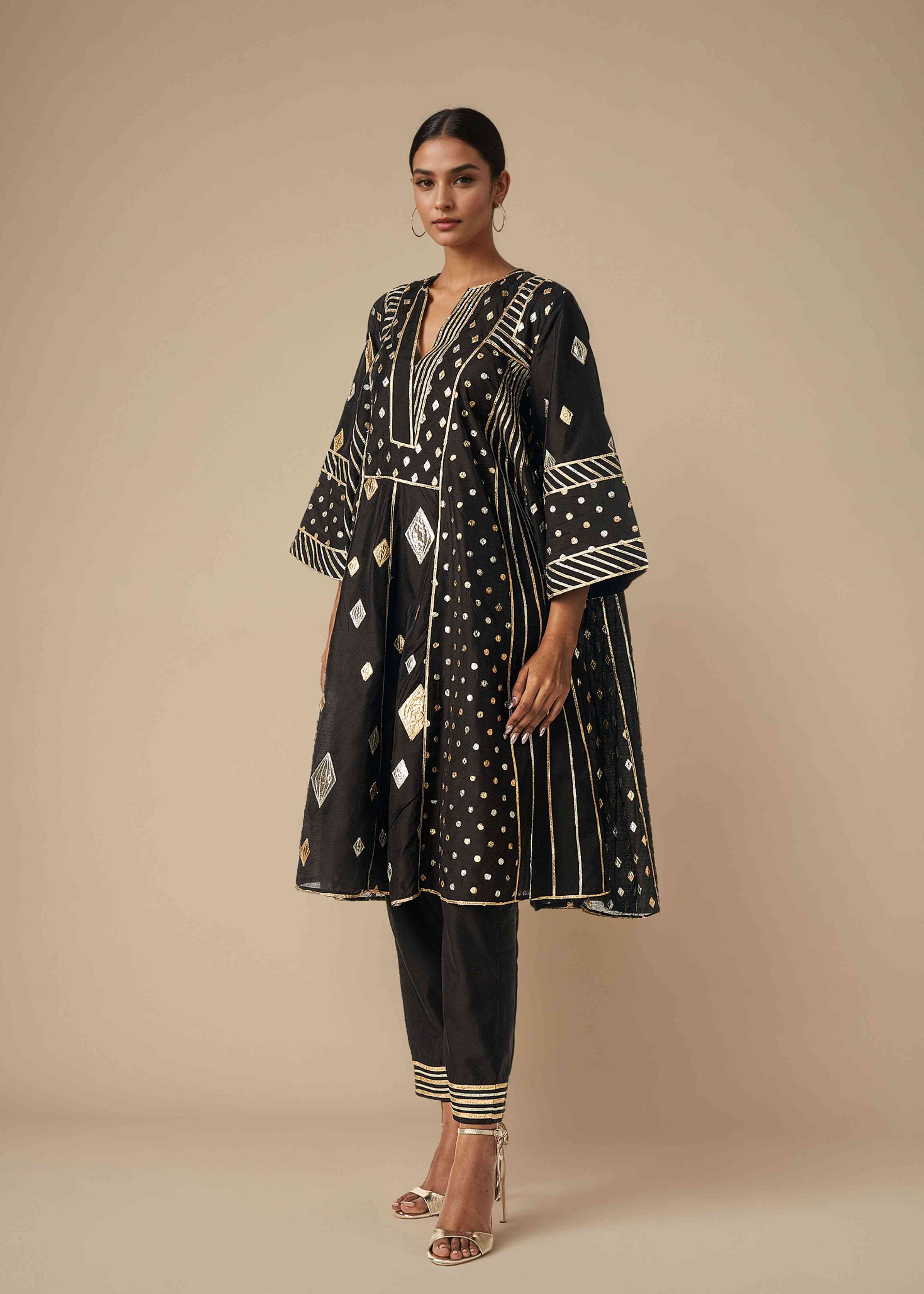 Black Kali Kurta Set