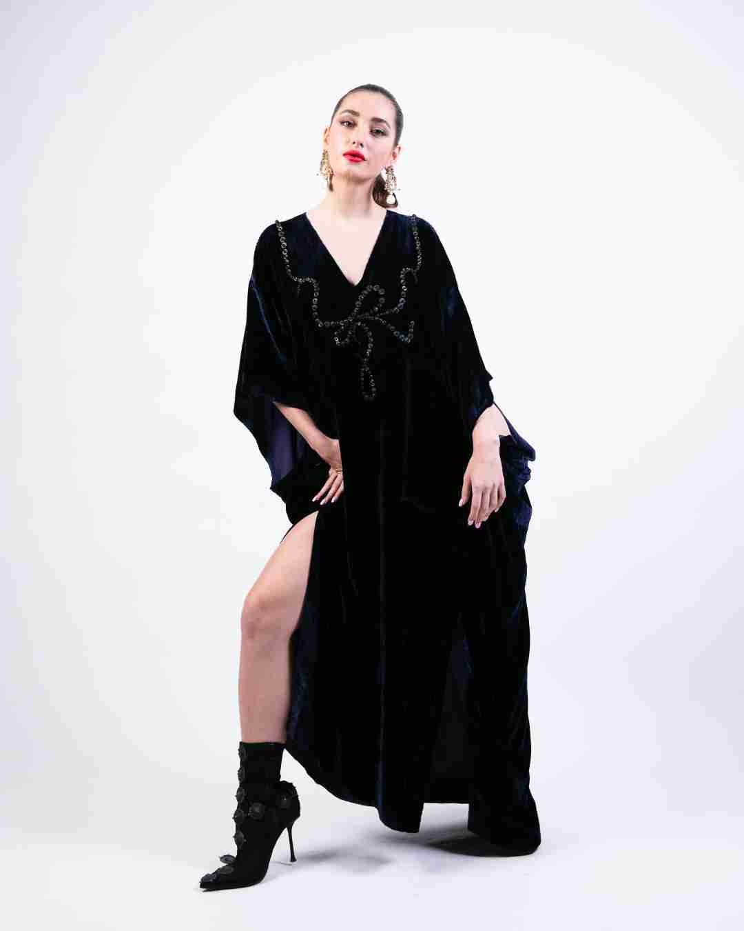 AKOK Blue Velvet Kaftan Dresses