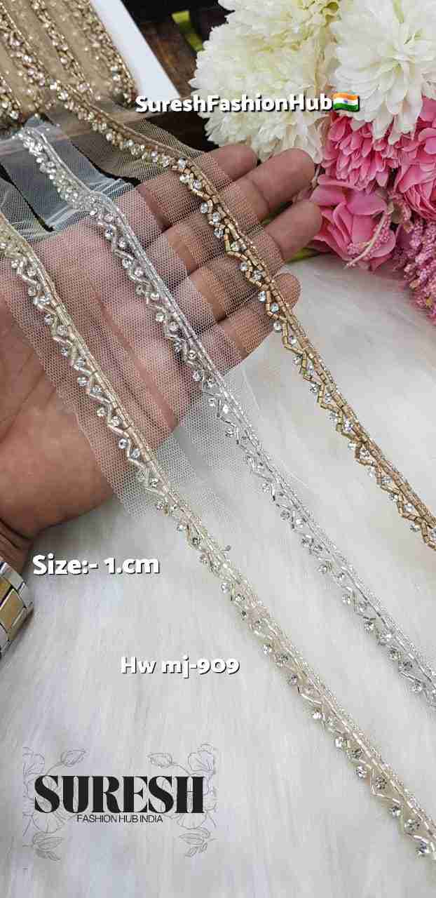 Silver Handmade Cutdana Diamond Lace – Mj-909