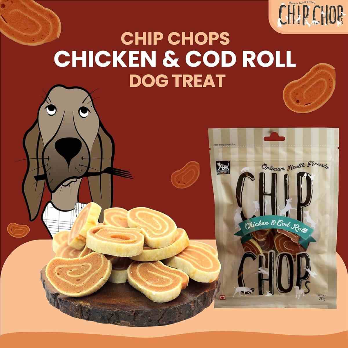 Chip Chops Chicken and Codfish Rolls Dog Treat