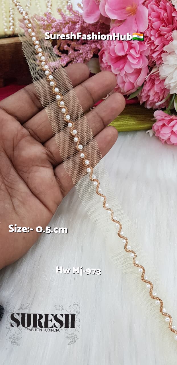 Matt Gold Handmade Ric Rac Pearl Lace – Mj-973