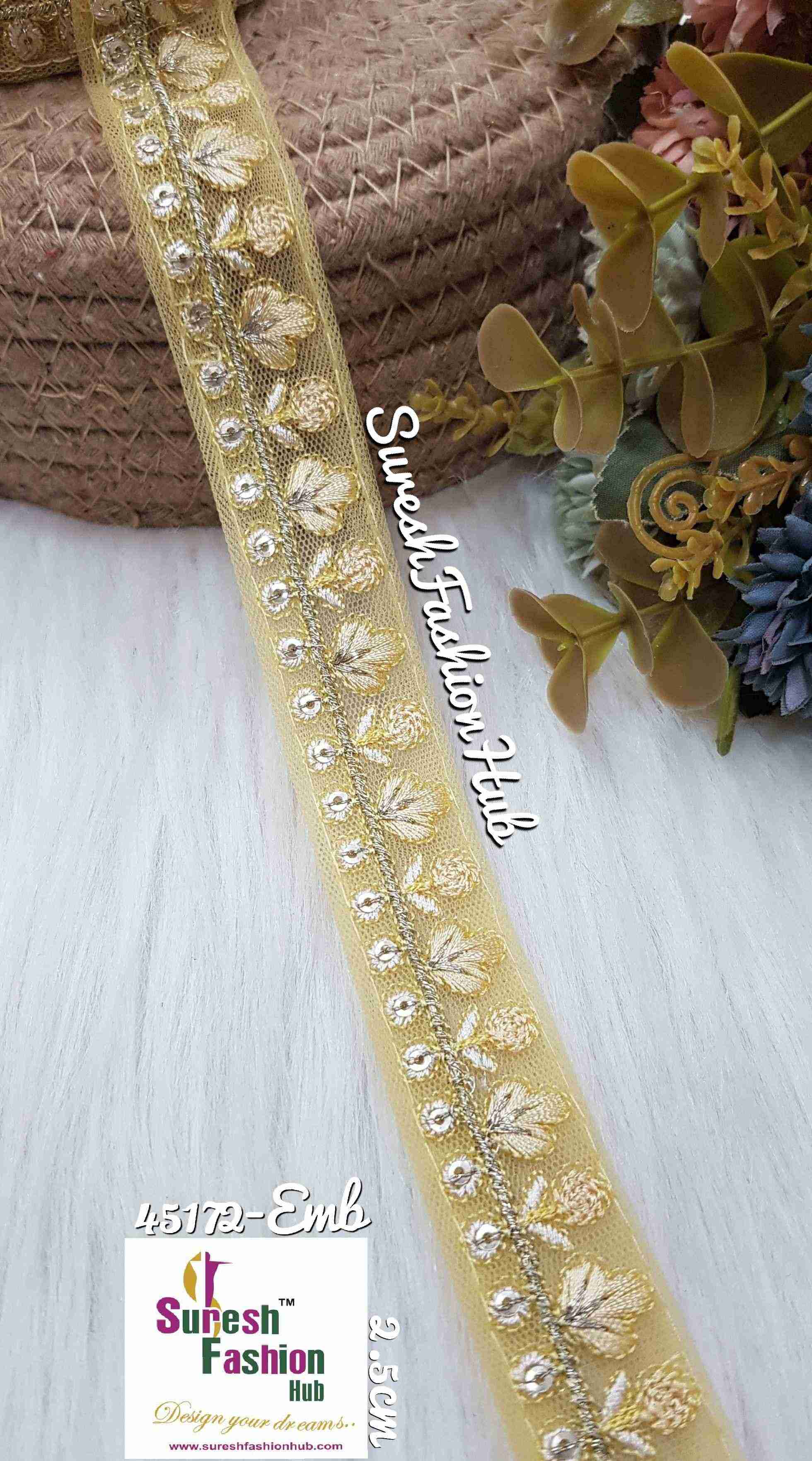 Radiant Pale Yellow Threaded Designer TrimRadiant Pale Yellow Threaded Designer Trim