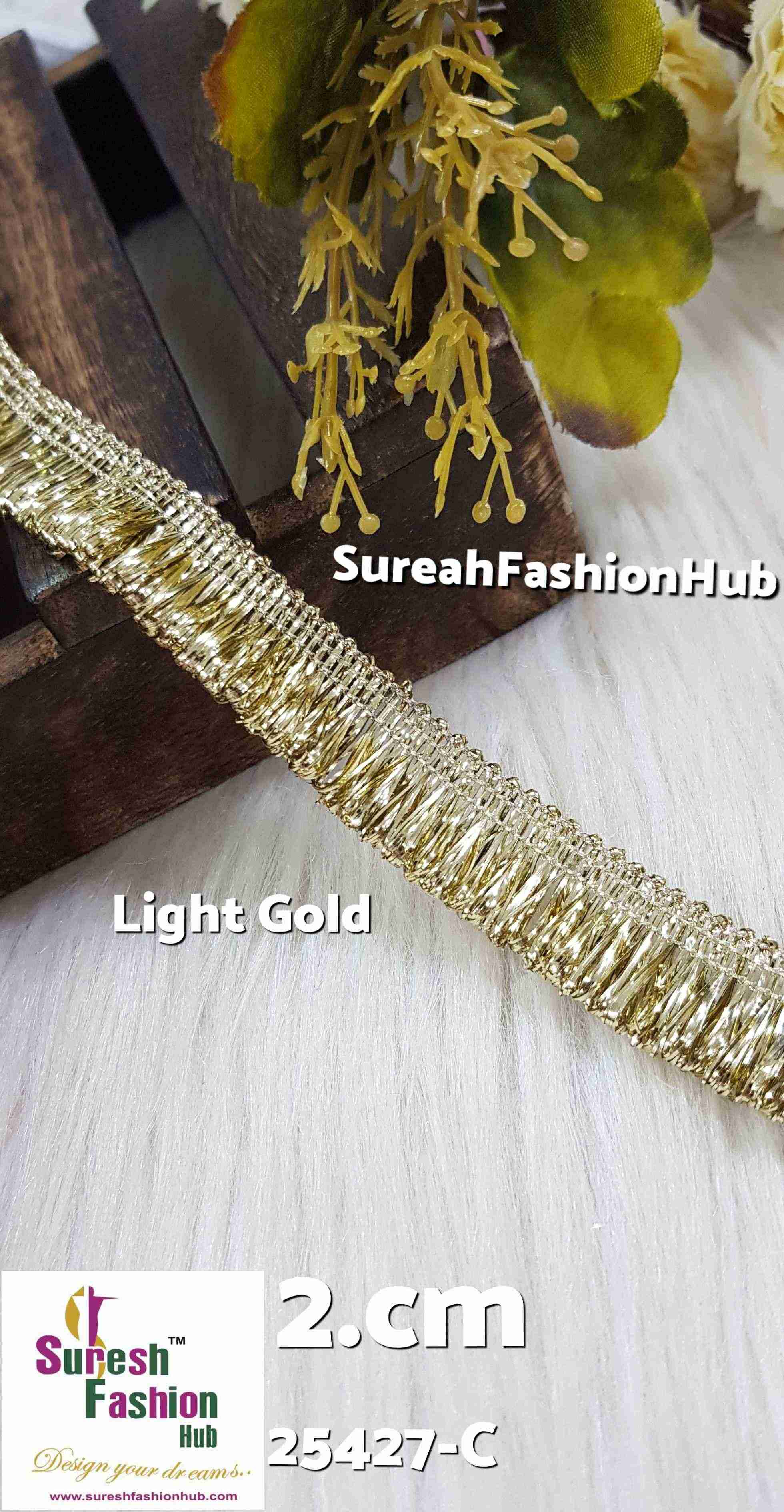 *Light Gold Badla Fringe Lace*0.50-Inch