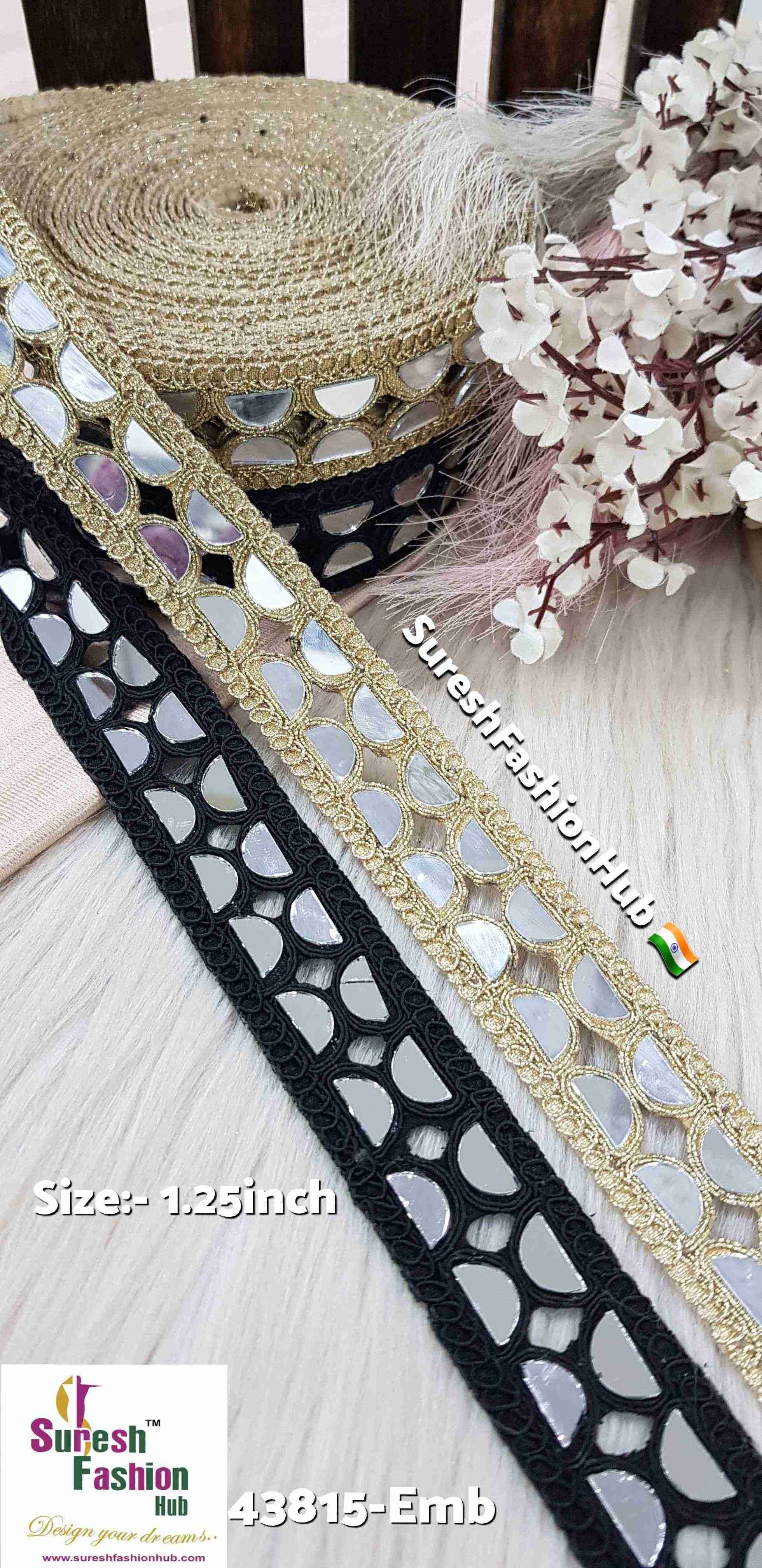 Light Gold Semi-Circle Mirror Cutwork Lace