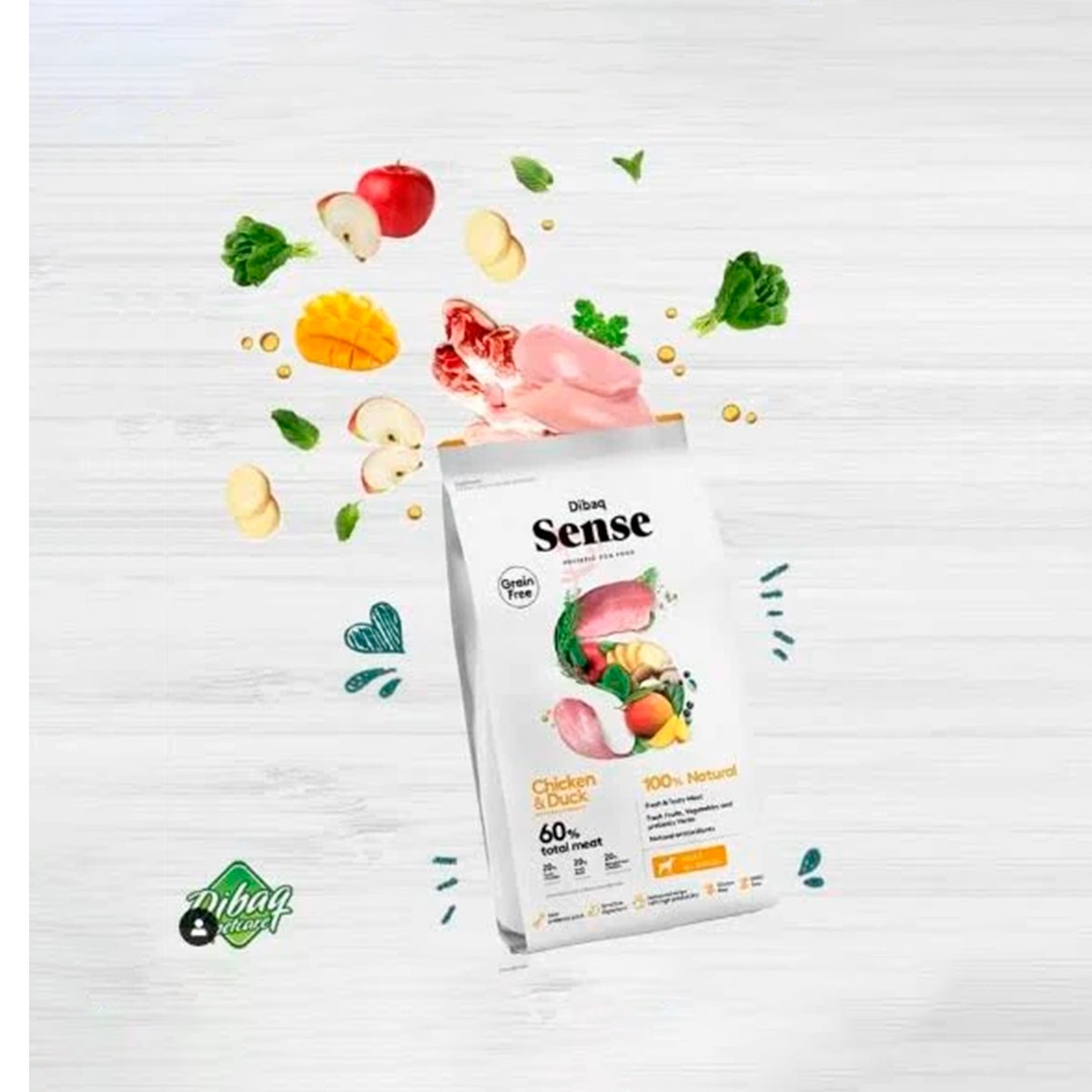 Dibaq Sense Chicken & Duck Adult Dry Food - 12 Kg