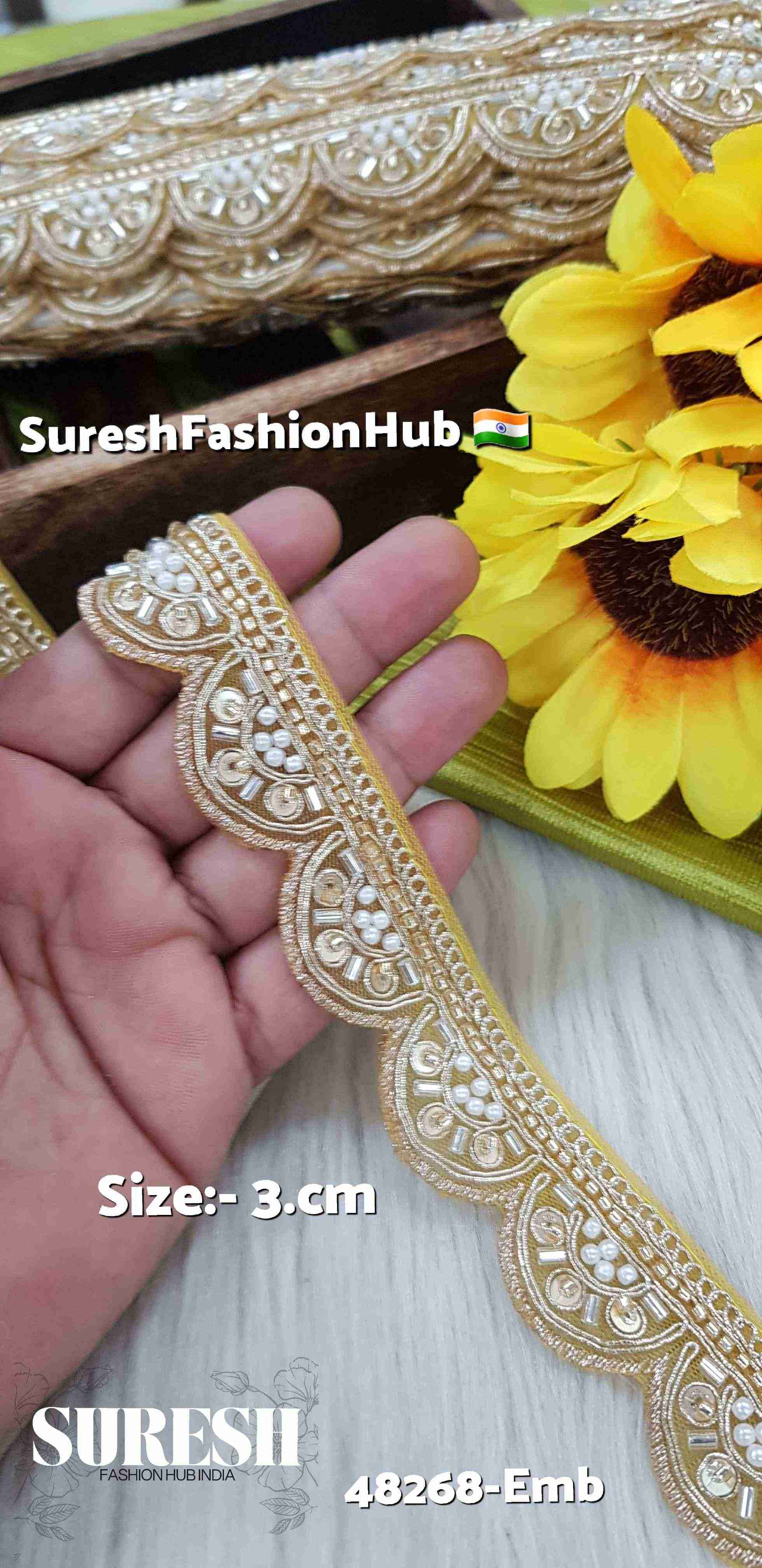 Yellow One-Side Scalloped Embroidery Lace