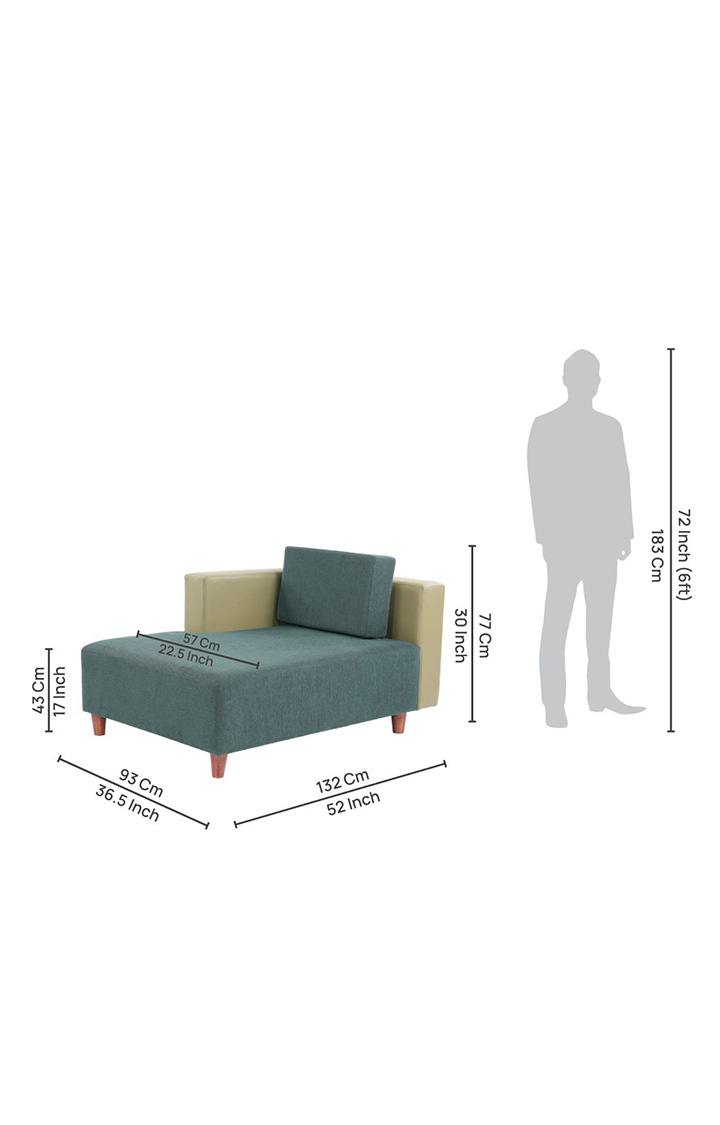 neudot Hailey Duet Fabric 1 Seater RHS Lounger in Castle Green Colour