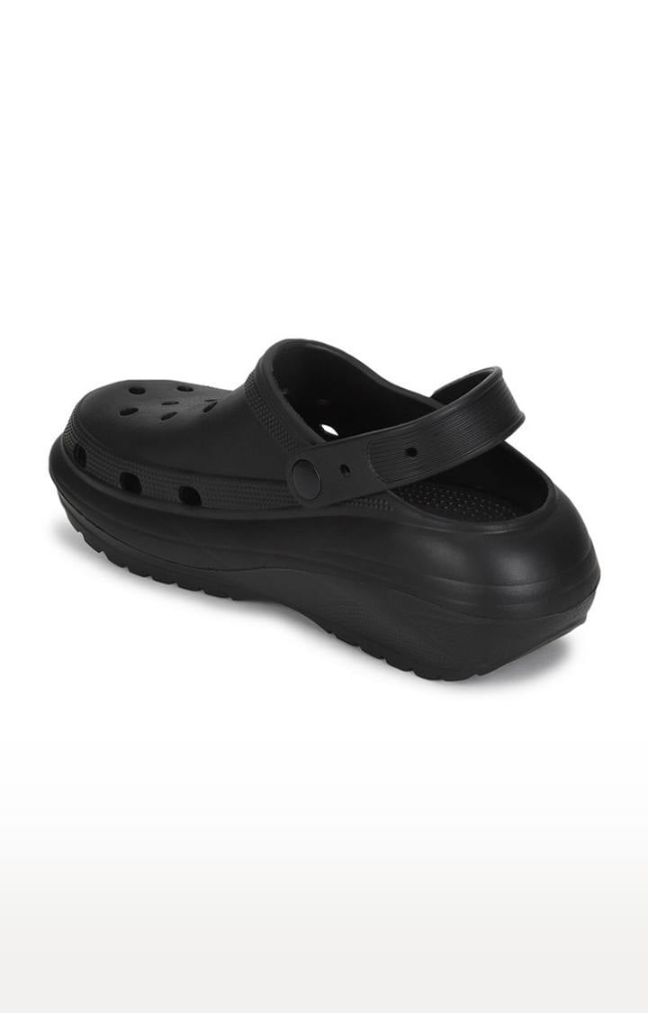 Women's Black Solid PU Clogs