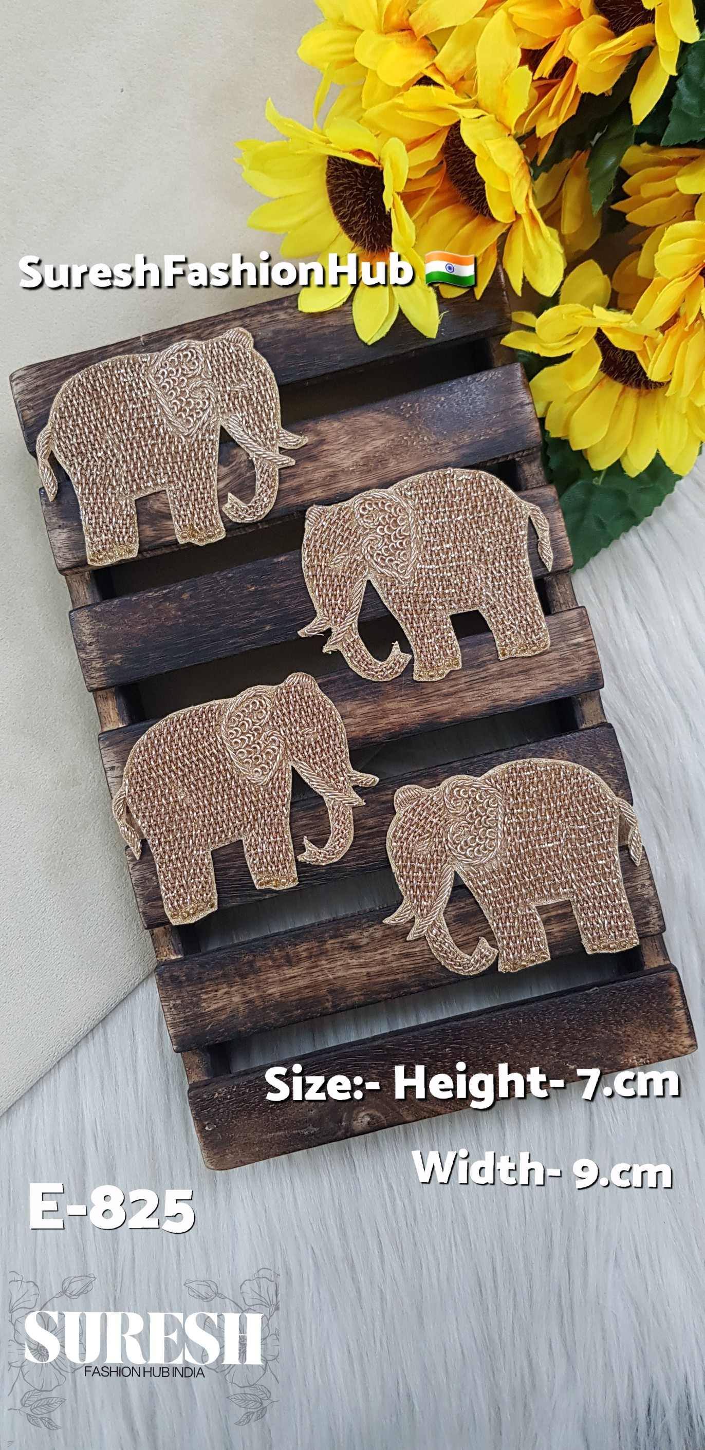 Right side Facing Zardosi Elephant Patch