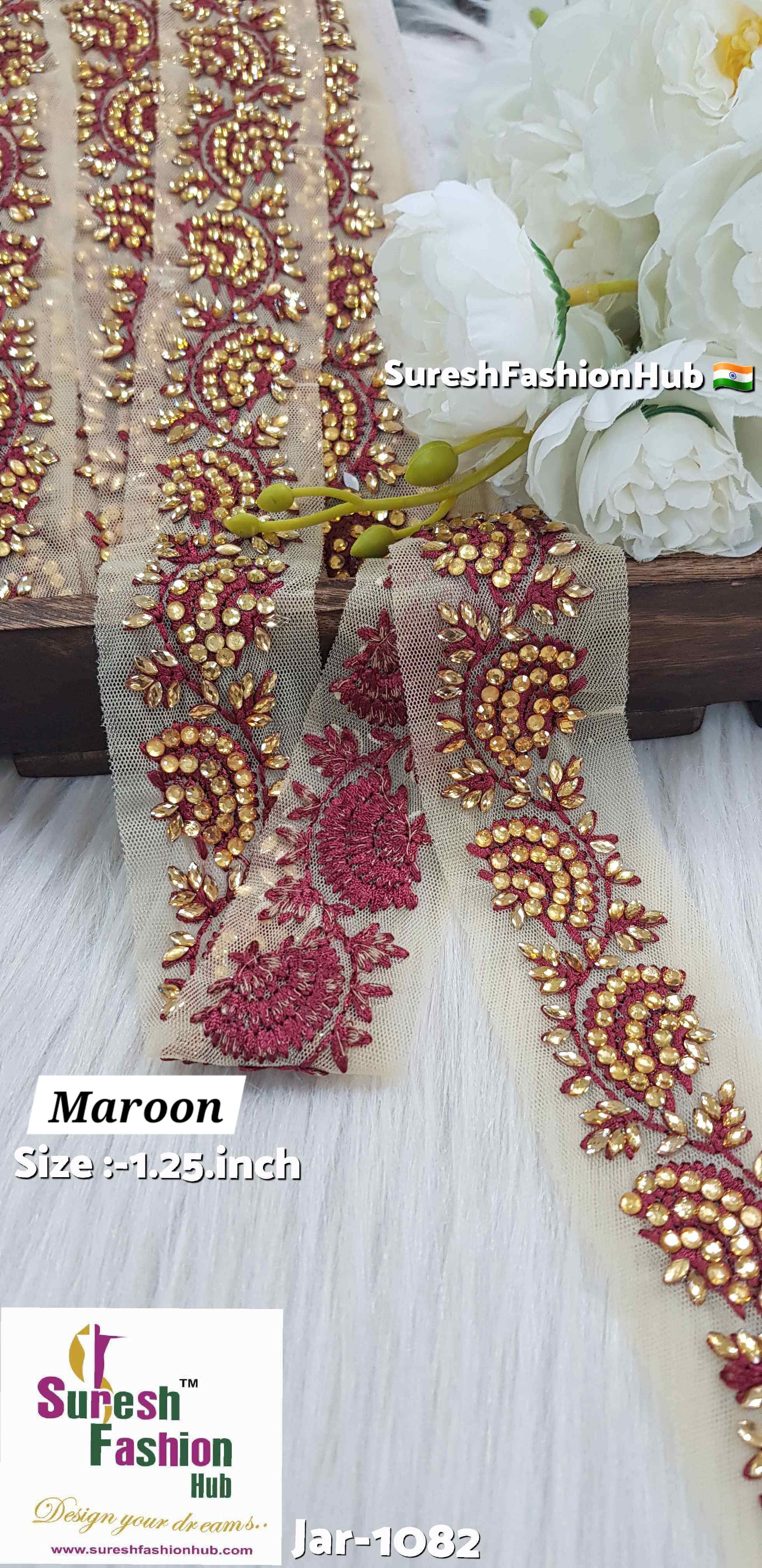 Pearl and Stone Banarasi Laces - Embellished Trims with Pearls and Stones