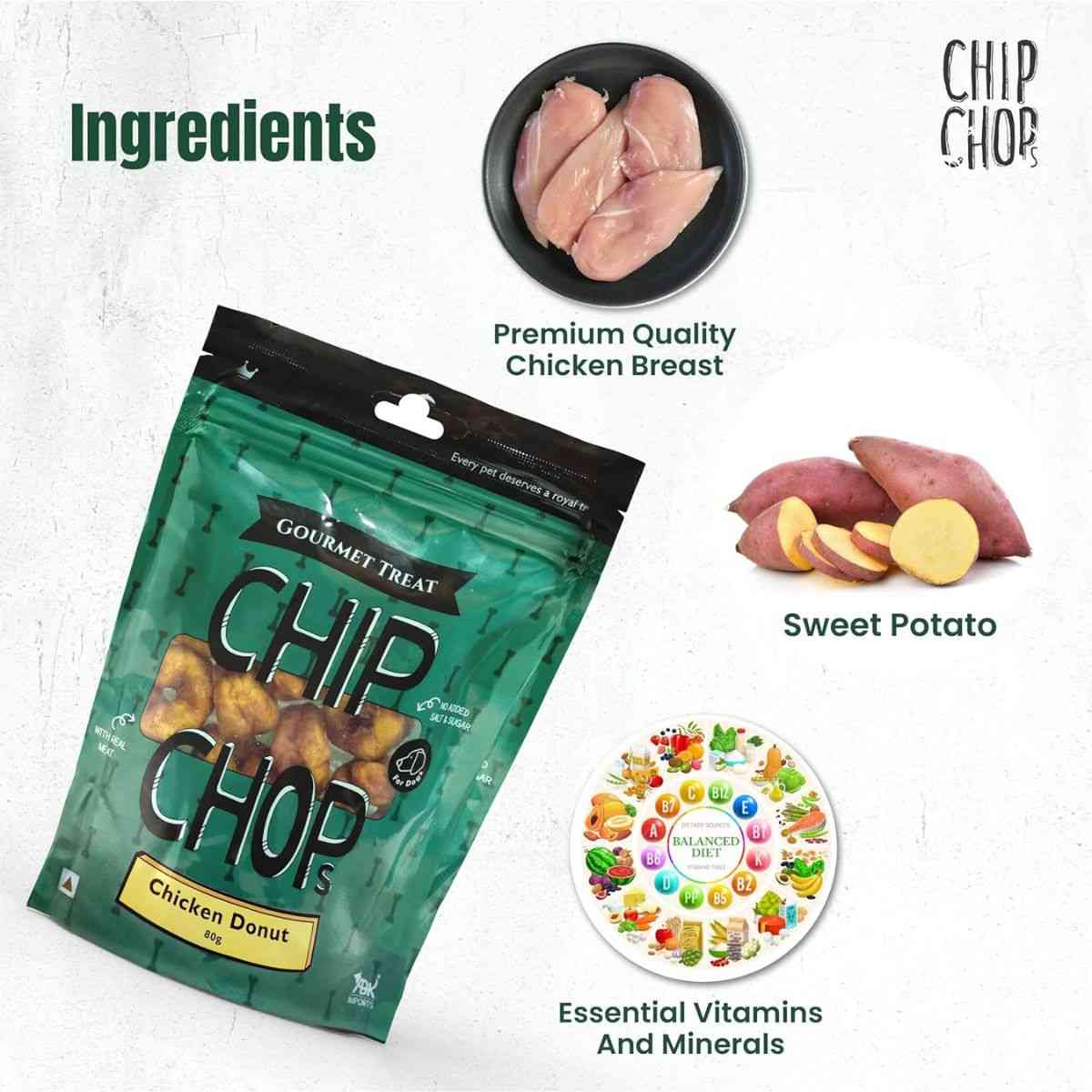 Chip Chops Chicken Donuts Dog Treat - 80 g