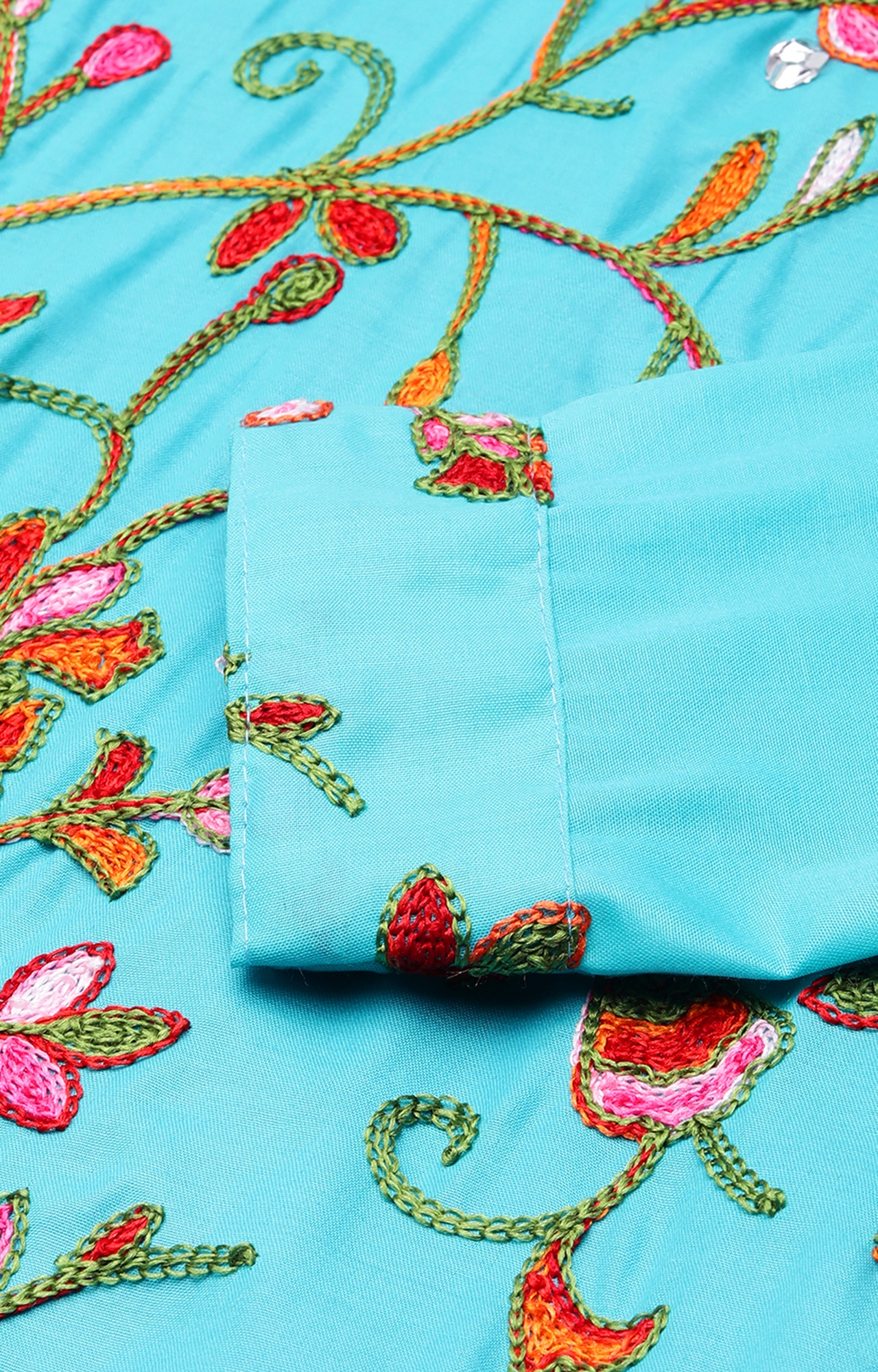SHAILY RETAILS | Shaily Women Sea Green Color Cotton Embroidered With Tessels Unstitched Dress Material-VF_LILY_SGRN_DM 6