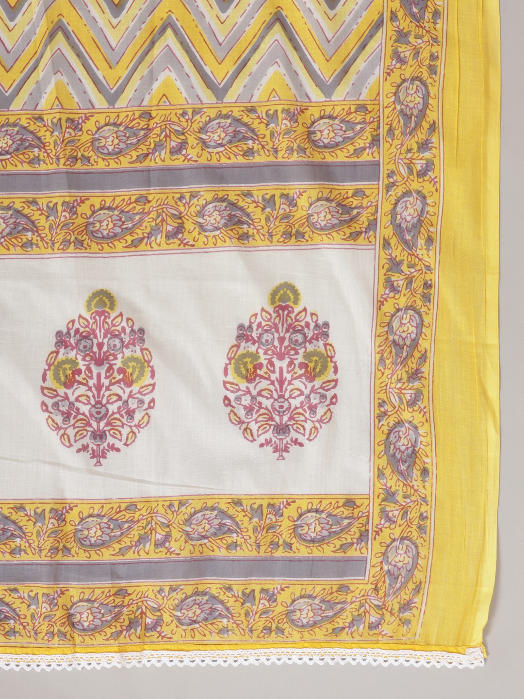 COTTON ETHNIC YELLOW PRINTED KURTA SET