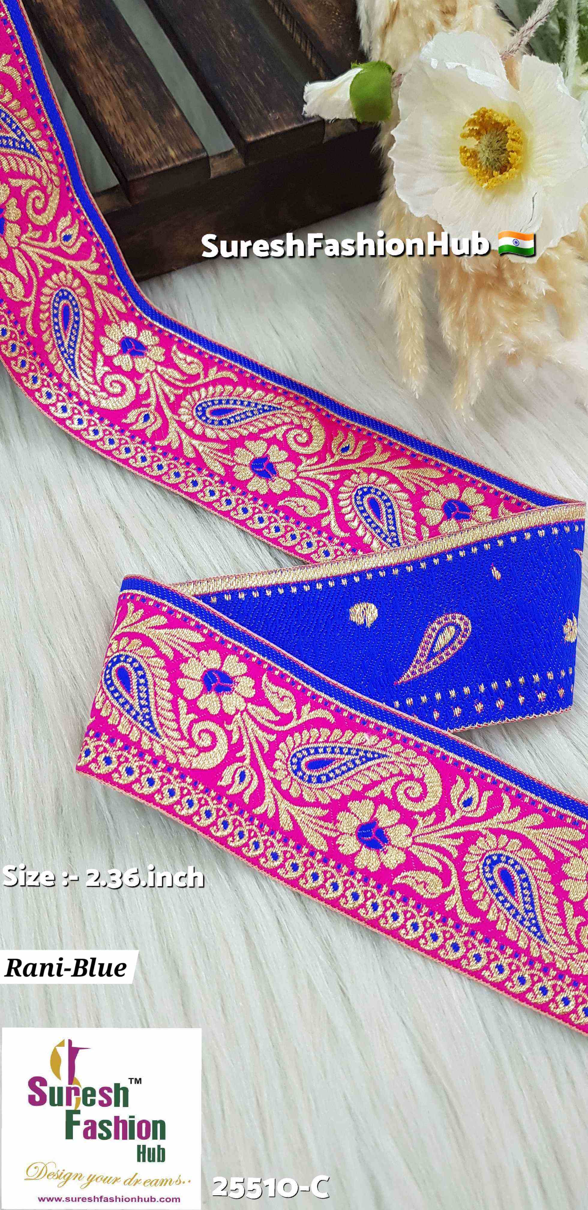Certainly! Here are some ALT text suggestions that incorporate a variety of keywords to help improve your visibility on Google:  1. "Navratri Banarasi Laces - Traditional Indian Festive Laces" 2. "Golden Silver Banarasi Lace - Elegant Metallic Trims for Garments" 3. "Cutwork Banarasi Laces - Intricate Openwork Designs"