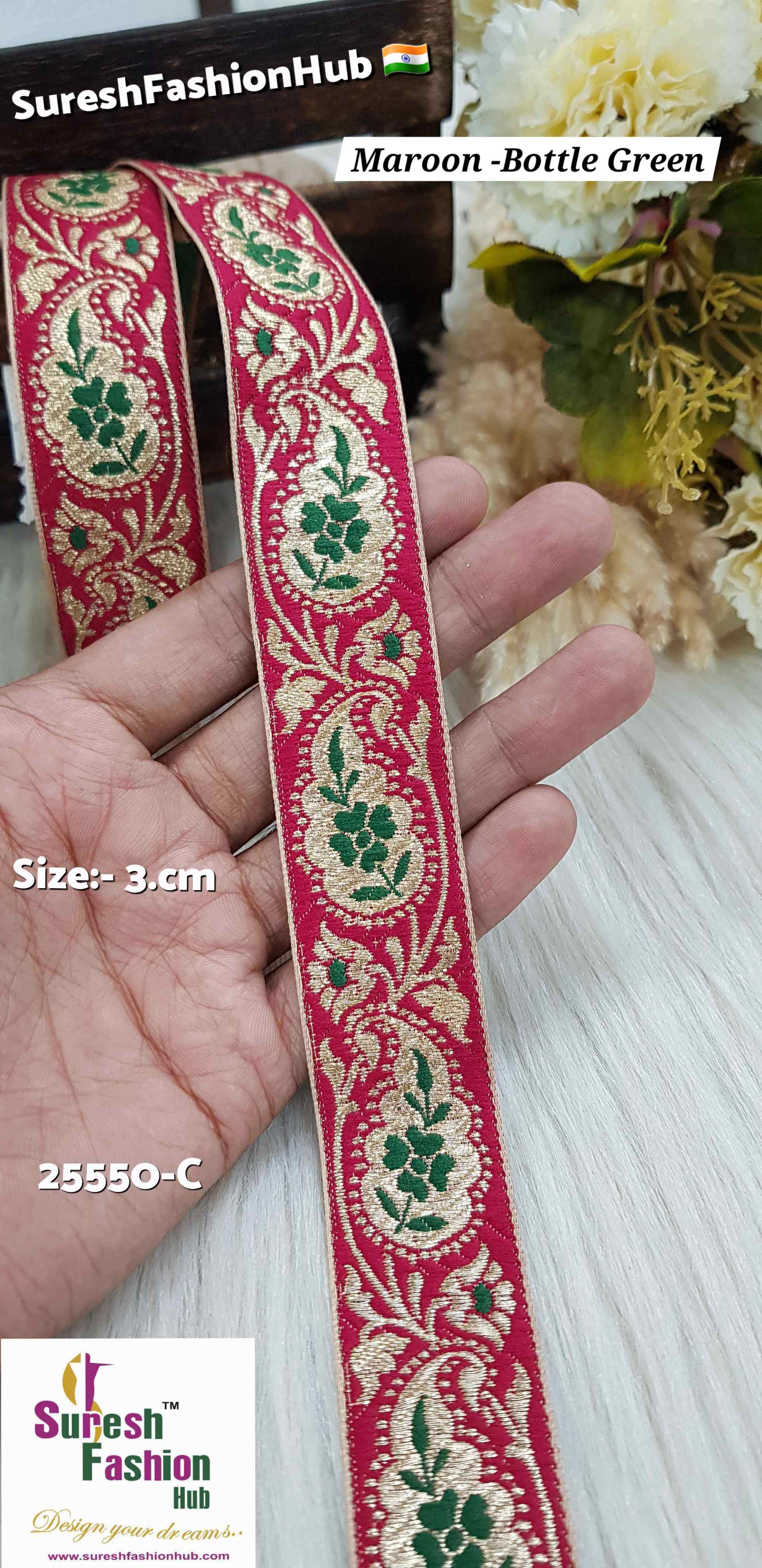 Maroon & Bottle Green Keri Floral Banarasi Lace