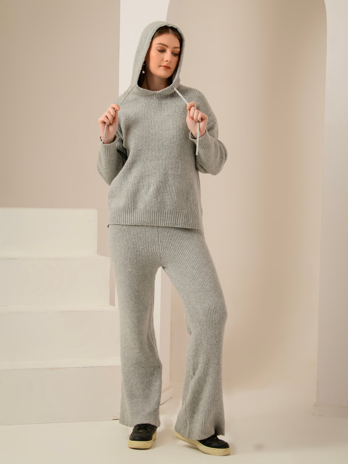 ALBION SMART GREY LADIES WINTER WOOLEN COORDINATE SET